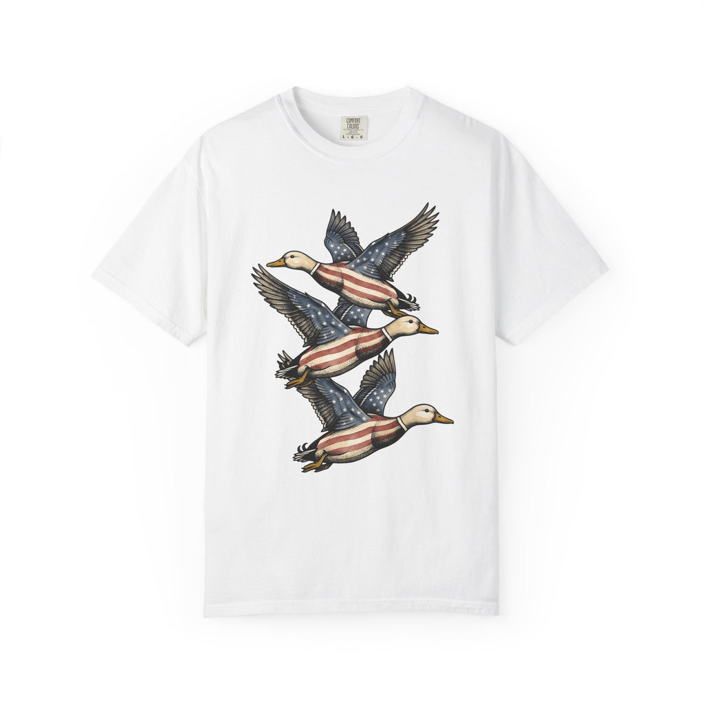 Patriotic Mallards Shirt 4th Of July Nature Gift Women Classic Tee Duck T-Shirt Independence Day Fan Vintage Tshirt Wildlife Graphic Doodle