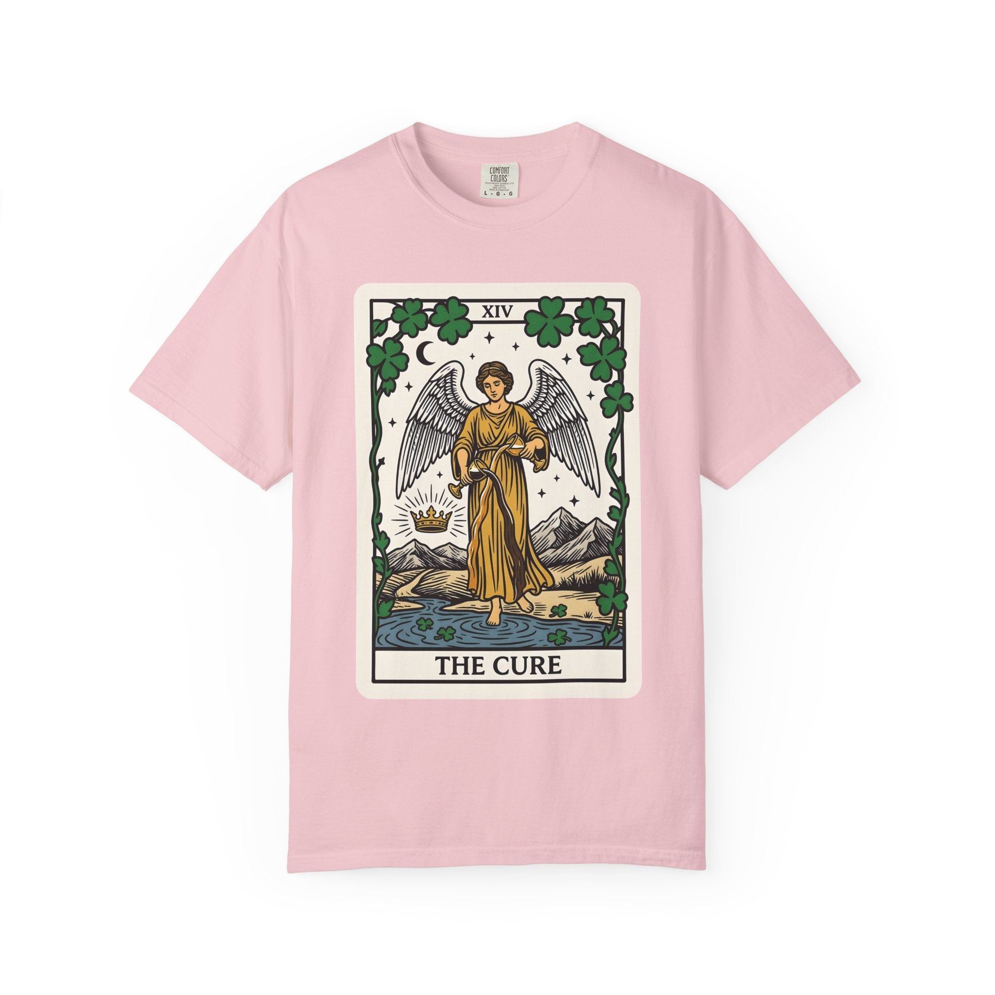 Angel Tarot Card Shirt St Patrick's Day Mystical Gift Women Vintage Tee Oracle Card T-Shirt Luck Fan Retro Tshirt Spiritual Graphic Hand