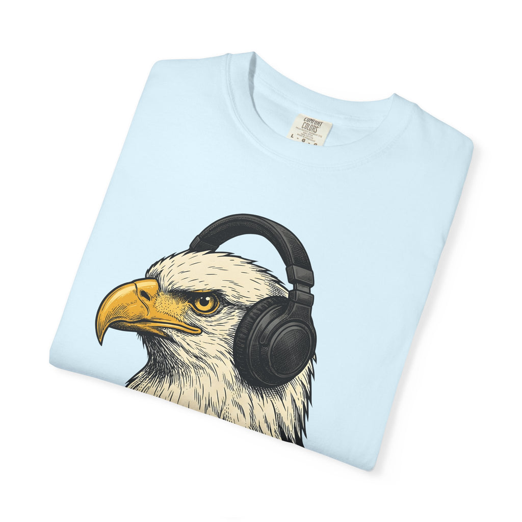 Eagle Headphones Shirt Animals Music Gift Women Hand Drawn Tee Headset T-Shirt Wildlife Fan Earphones Tshirt Melodic Graphic Vintage Music