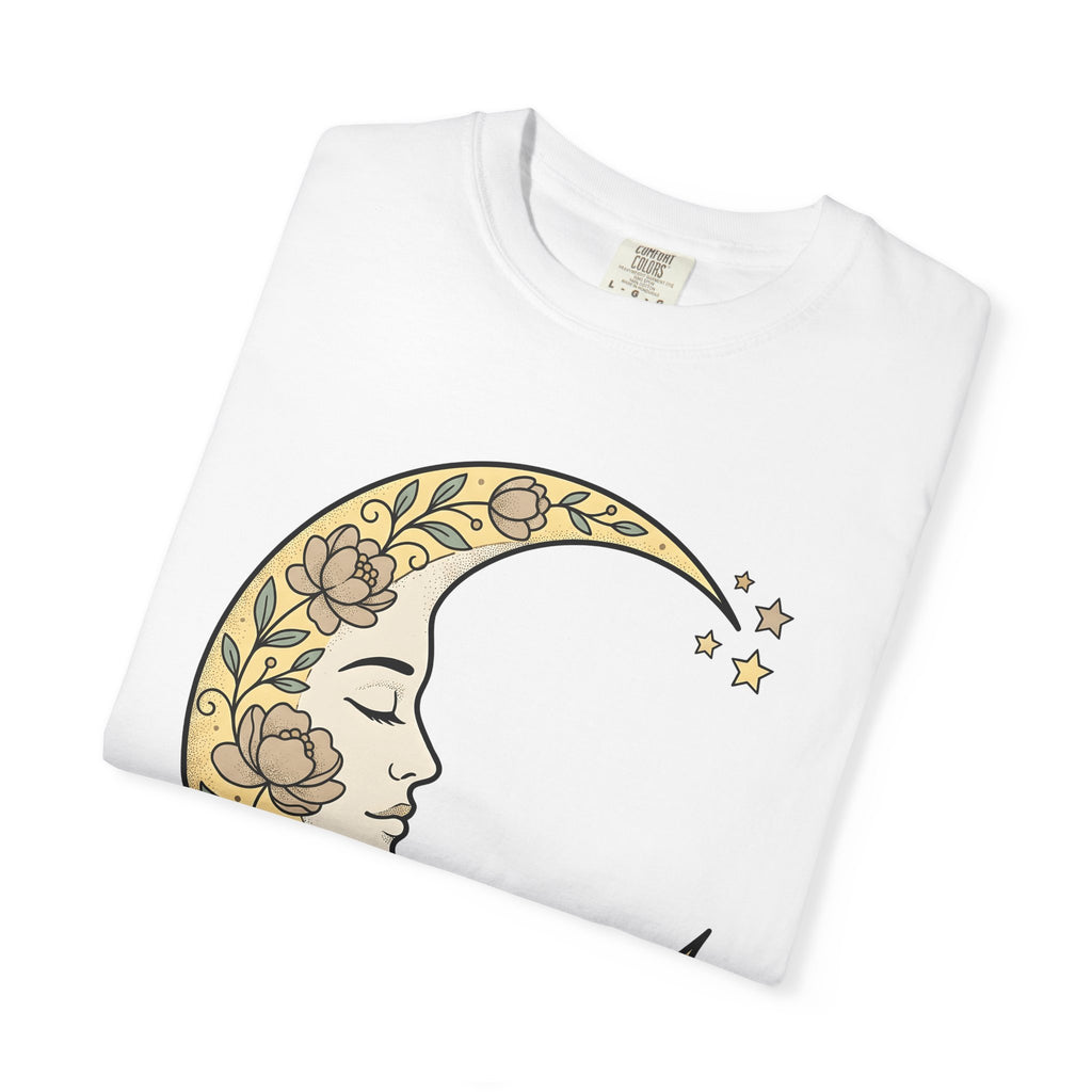 Moon Visage Shirt Floral Zodiac Gift Women Tribal Tee Lunar T-Shirt Flower Fan Primitive Tshirt Astrology Graphic Antique Petals Tshirt