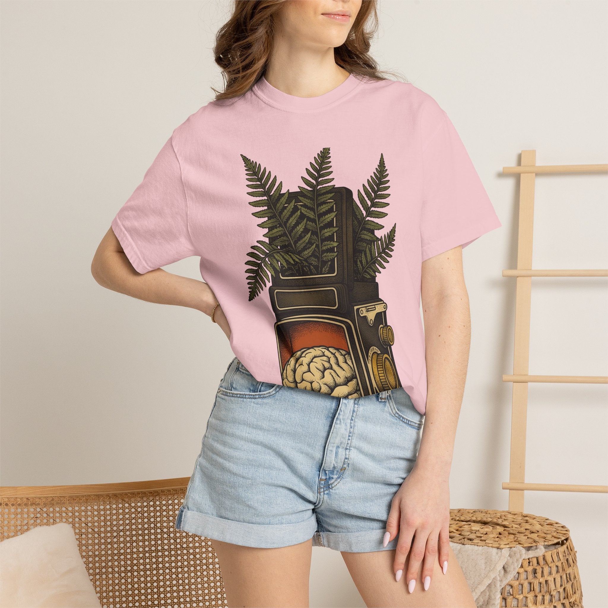 Antique Camera Mind Shirt Boho Chic Abstract Gift Women Floral Tee Vintage Camera T-Shirt Hippie Fan Bohemian Tshirt Surreal Graphic Classic