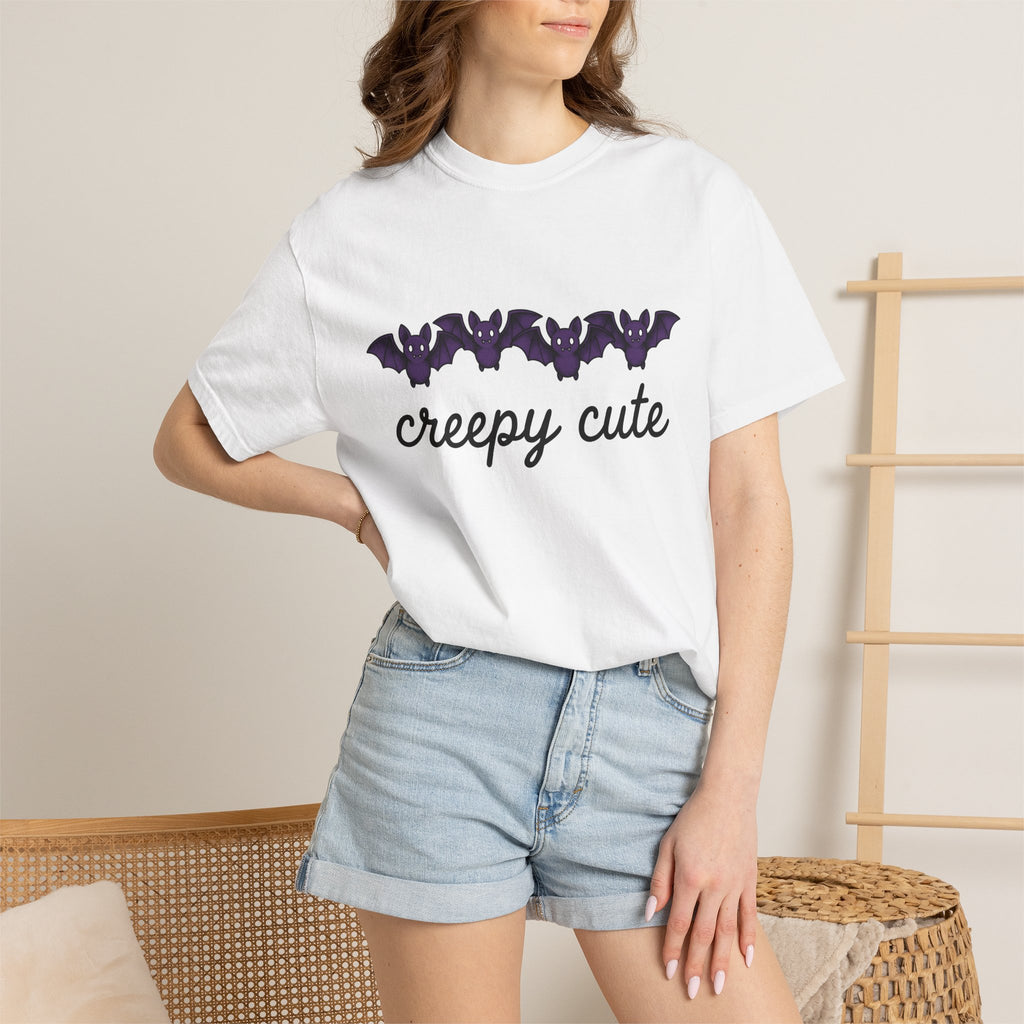 Bat Drawing Shirt Halloween Alternative Gift Women Cartoon Tee Bat T-Shirt Horror Fan Comic Tshirt Punk Graphic Doodle Sharp Teeth Tshirt