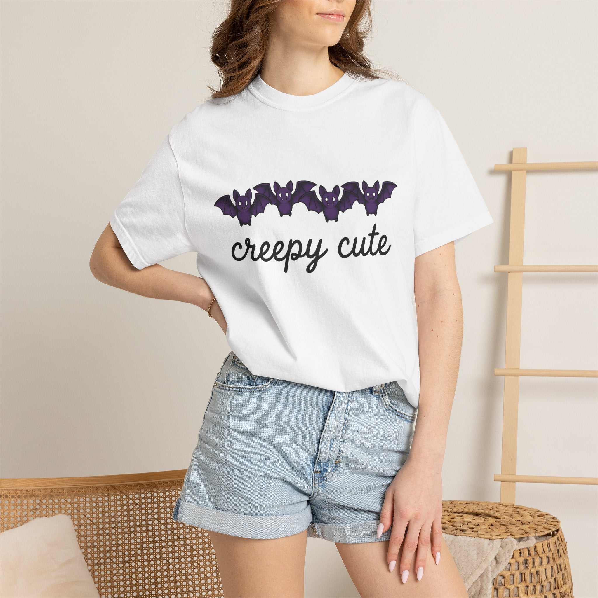 Bat Drawing Shirt Halloween Alternative Gift Women Cartoon Tee Bat T-Shirt Horror Fan Comic Tshirt Punk Graphic Doodle Sharp Teeth Tshirt