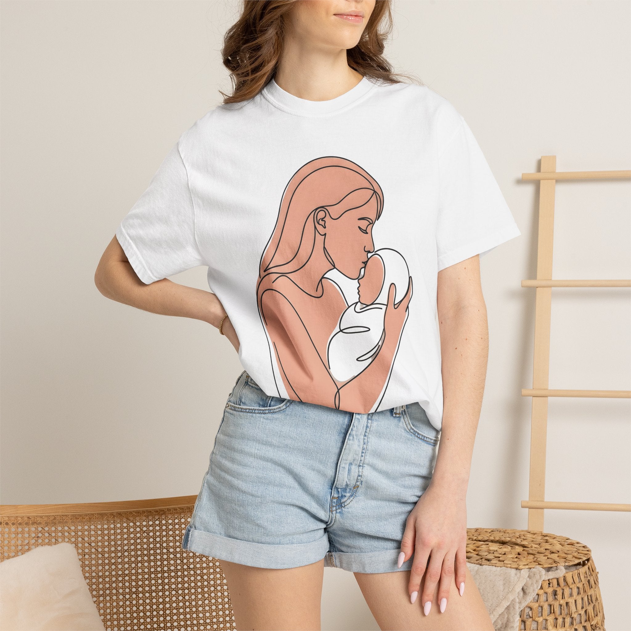 Mommy Newborn Shirt Moms Relatives Gift Women Basic Tee Mother T-Shirt Mom Fan Simple Tshirt Family Graphic Outline Blanket Tshirt