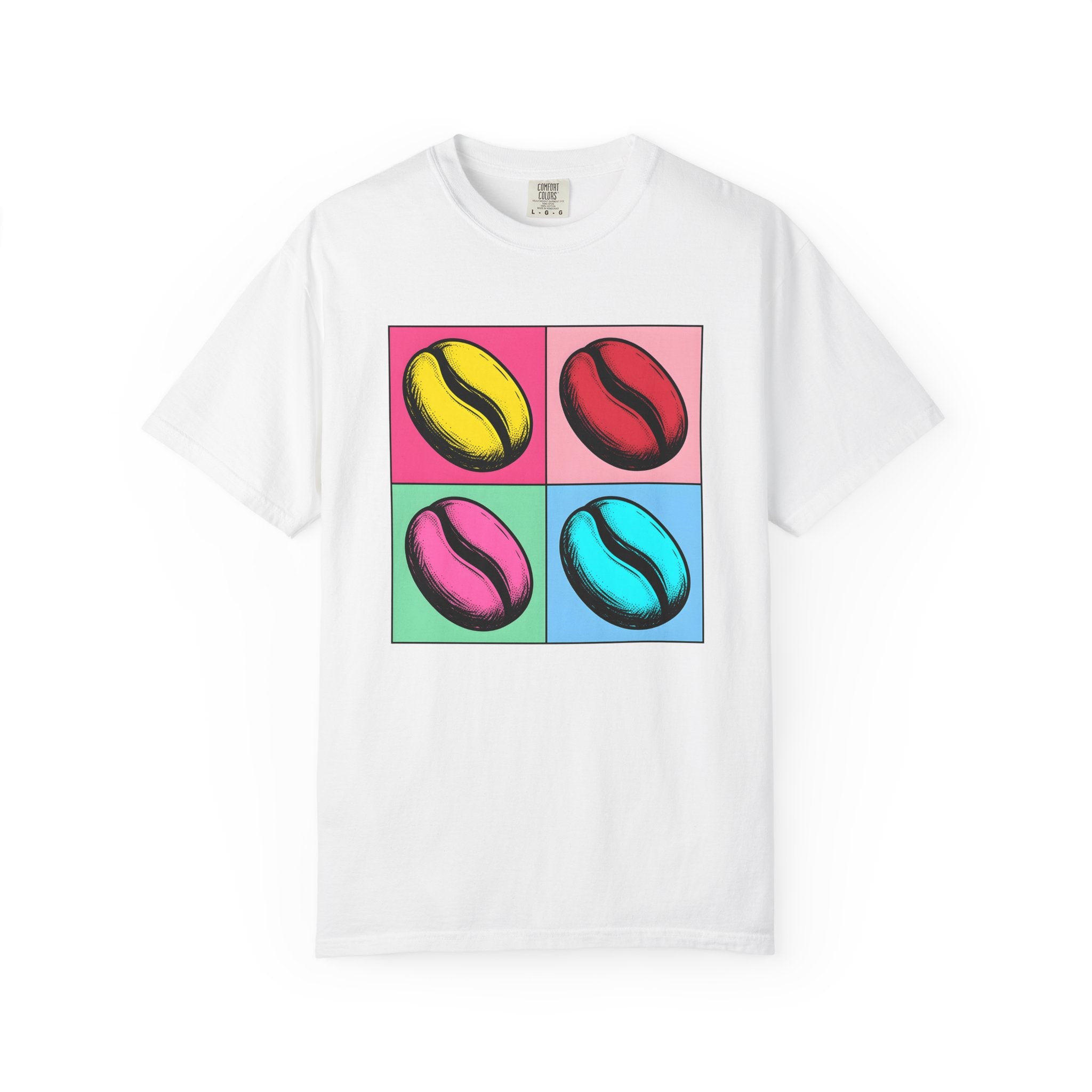 Coffee Bean Shirt Coffee Foodie Gift Women Pop Art Tee Coffee Bean T-Shirt Coffee Fan Pop Art Tshirt Foodie Graphic Retro Color Block Tshirt