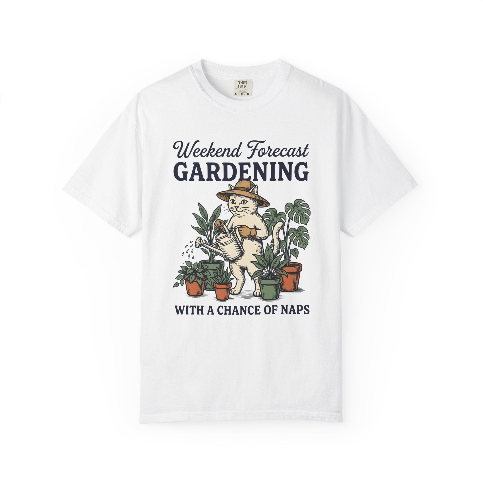 Cat Plant Care Shirt Cat Landscaping Gift Women Classic Tee Feline Care T-Shirt Cat Fan Vintage Tshirt Garden Design Minimalist Greenery