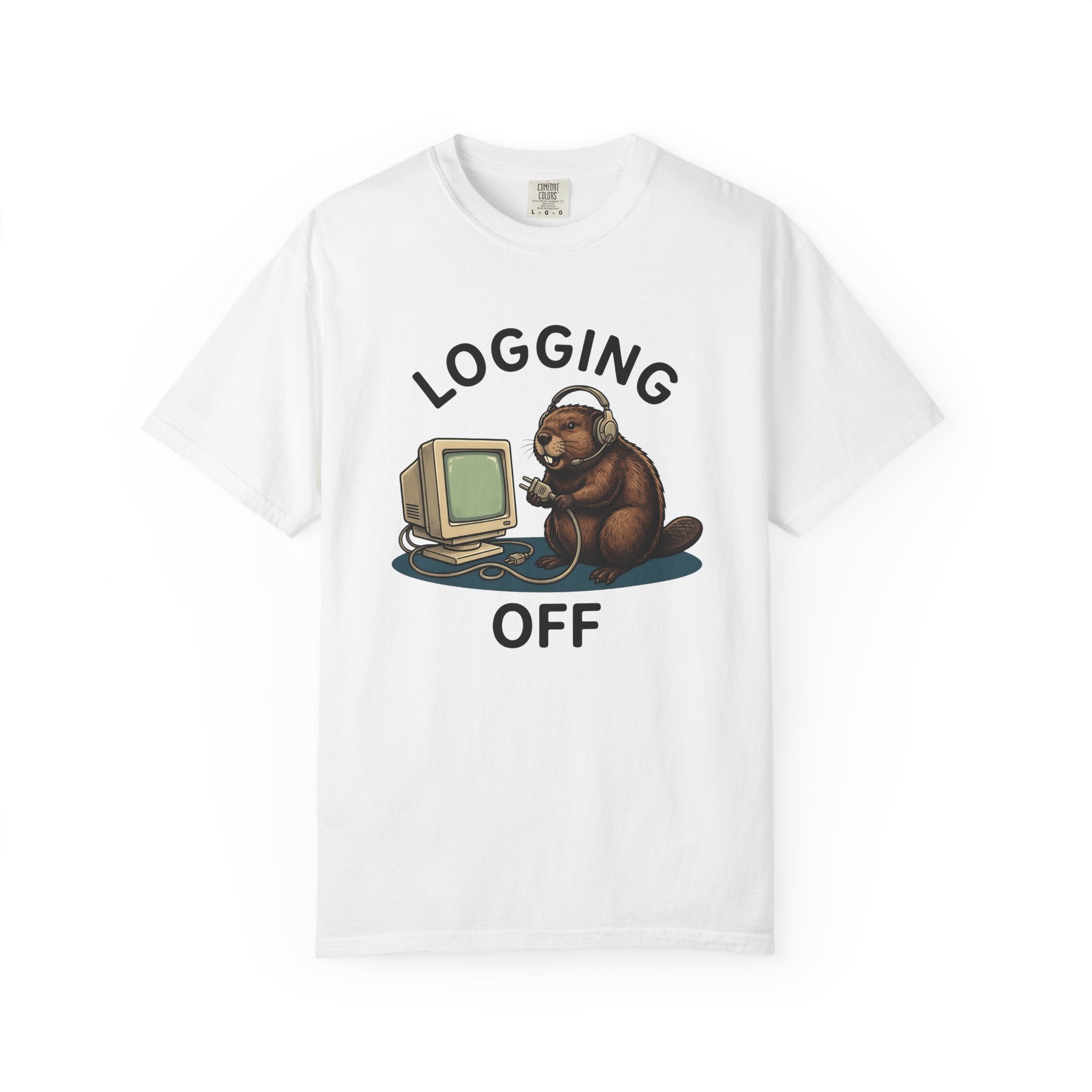Woodchuck Desktop Shirt Funny Critter Gift Women Doodle Tee Groundhog T-Shirt Humor Fan Cartoon Tshirt Animal Graphic Old School Mic Headset