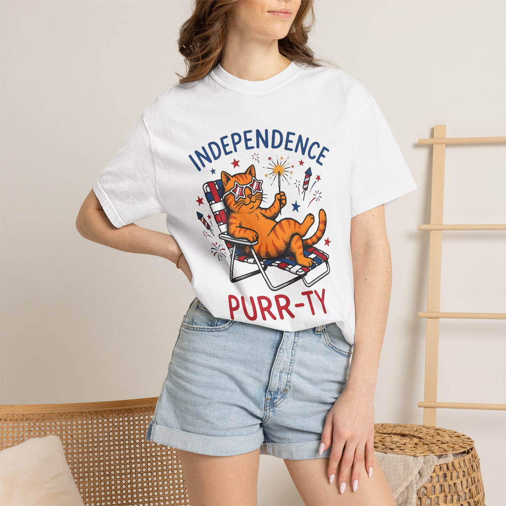 Flag Cat Shirt 4th Of July Animal Gift Women Hand Drawn Tee Kitty T-Shirt Patriot Fan Illustrated Tshirt Creatures Graphic Sketch