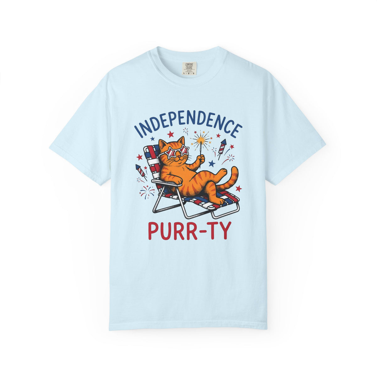Flag Cat Shirt 4th Of July Animal Unisex Gift Hand Drawn Tee Kitty T-Shirt