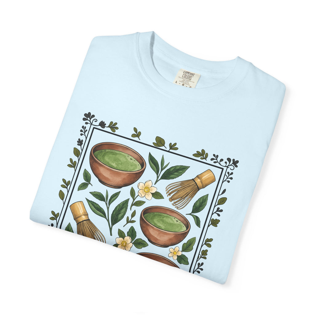 Green Tea Bowls Shirt Drinks Cuisine Gift Women Floral Tee Tea Bowls T-Shirt Beverage Fan Tea Tshirt Food Graphic Retro Bamboo Whisk Tshirt