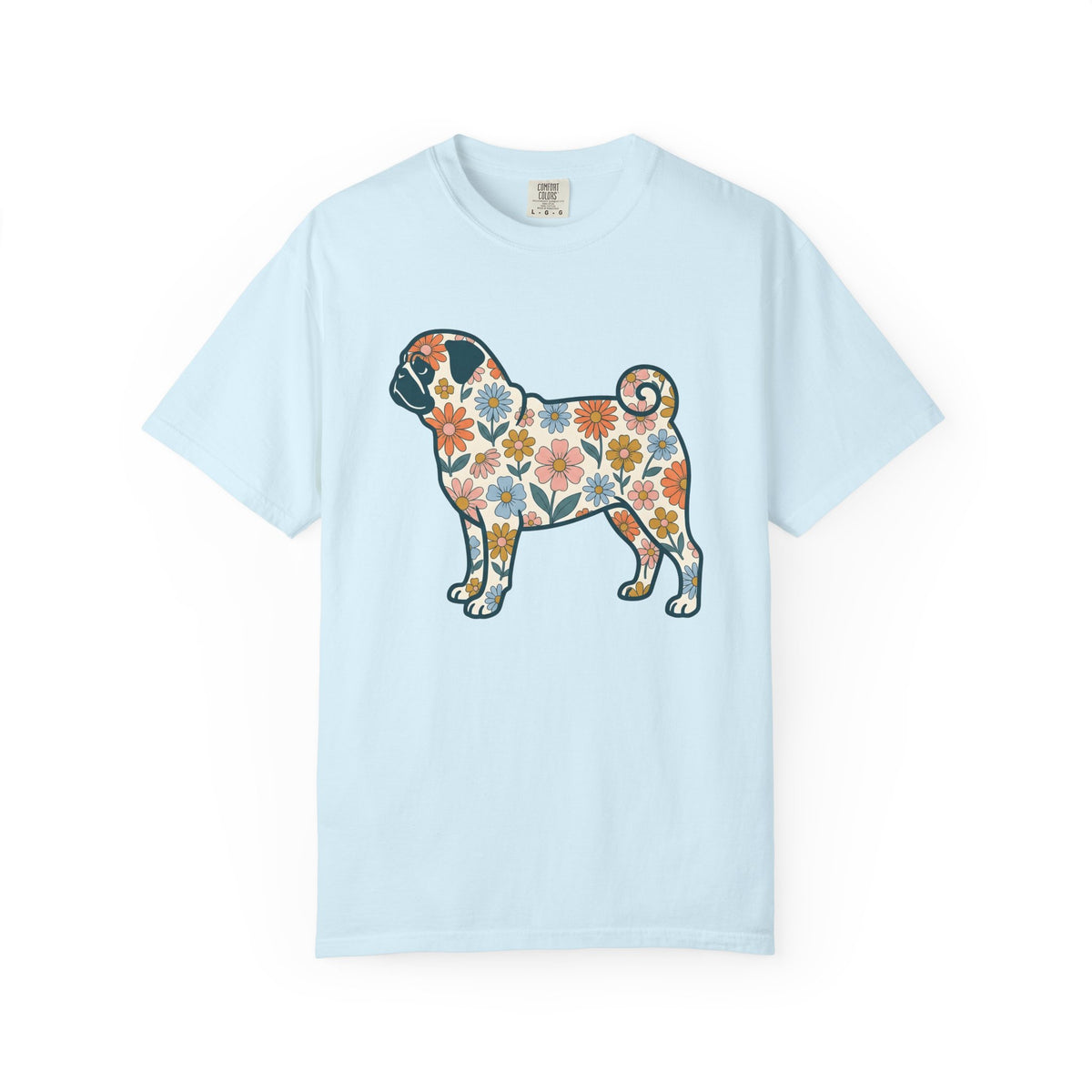 Pug Dog Shirt Dog Floral Unisex Gift Floral Graphic Tee Puggle T-Shirt Dog Fan