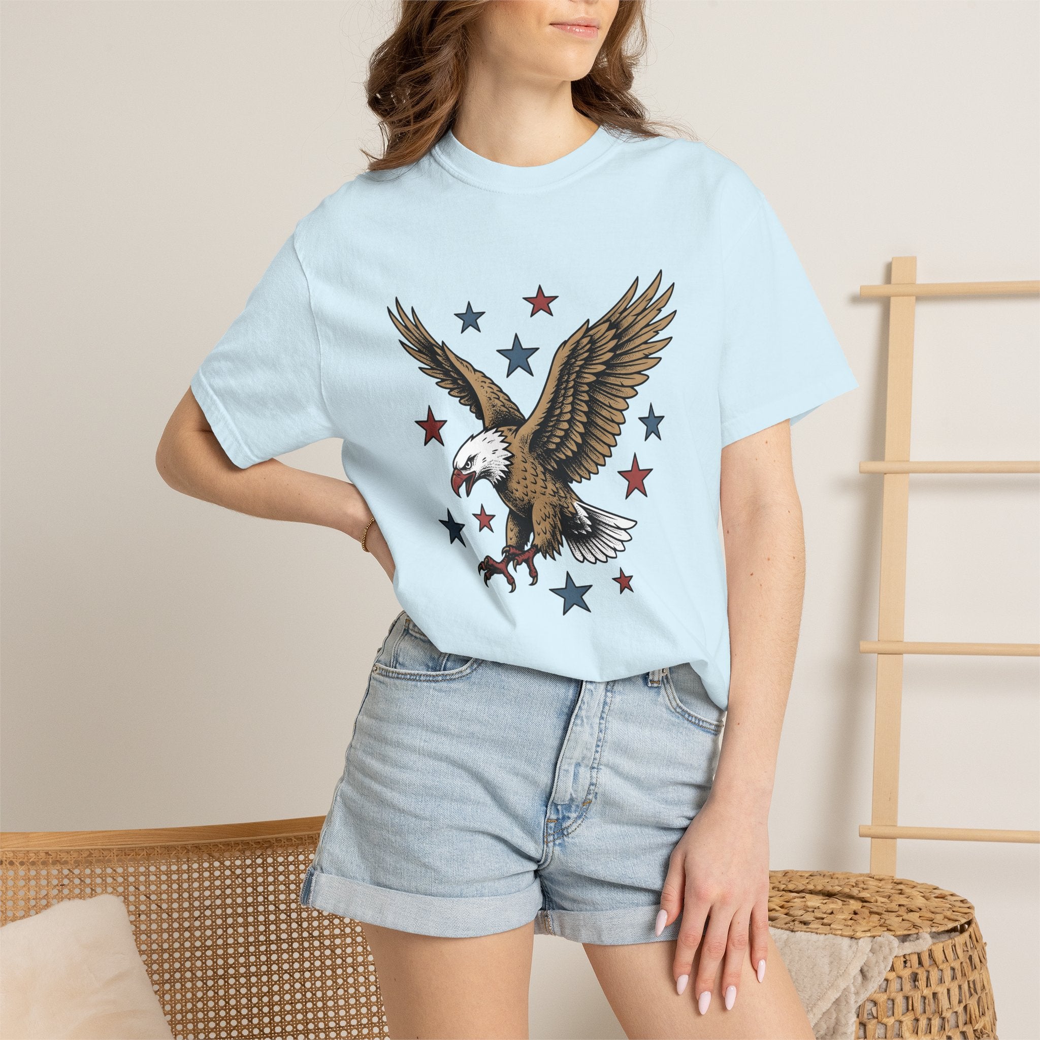 Bald Eagle Shirt America Patriotic Gift Women Vintage Tee Eagle T-Shirt American Enthusiast Retro Tshirt Nationalistic Graphic Hand Drawn