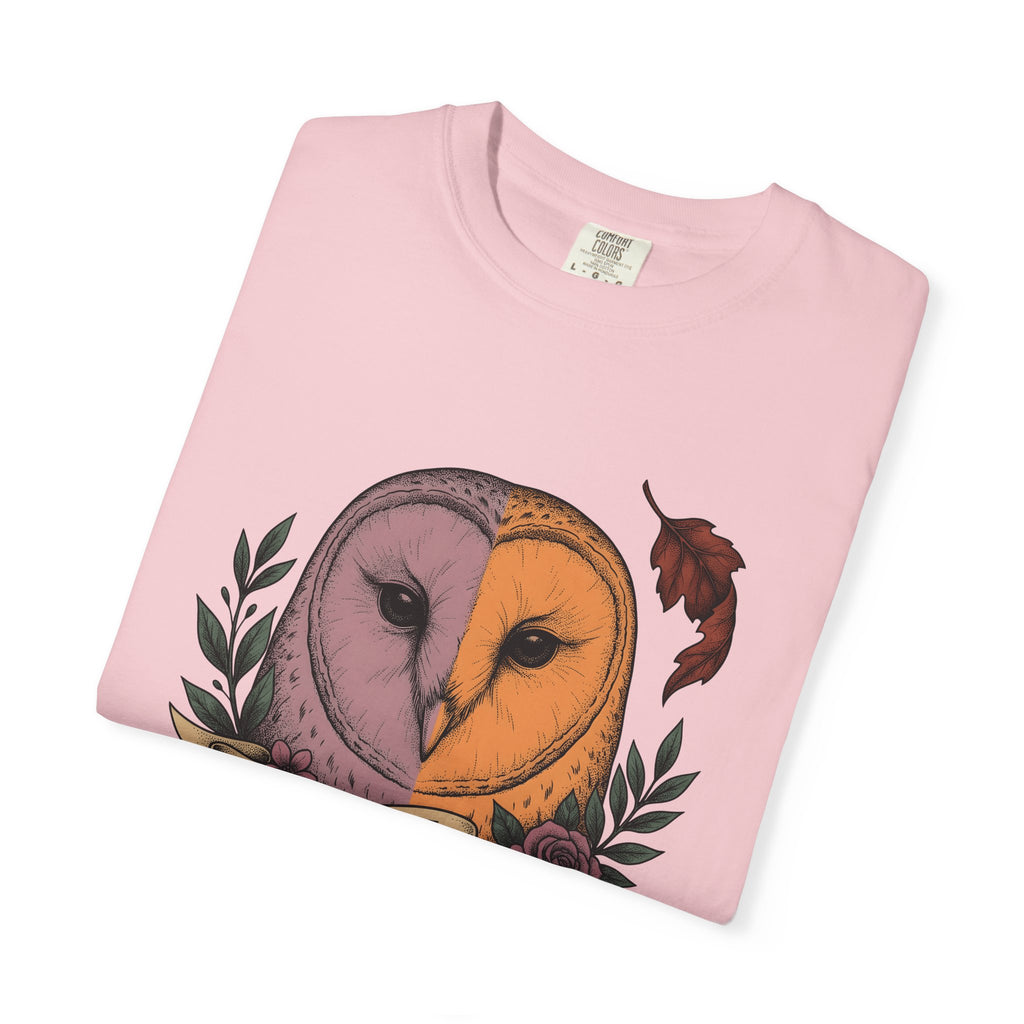 Owl Head Shirt Halloween Nature Gift Women Tattoo Tee Owl T-Shirt Horror Fan Hoot Graphic Vintage Flowers Tshirt