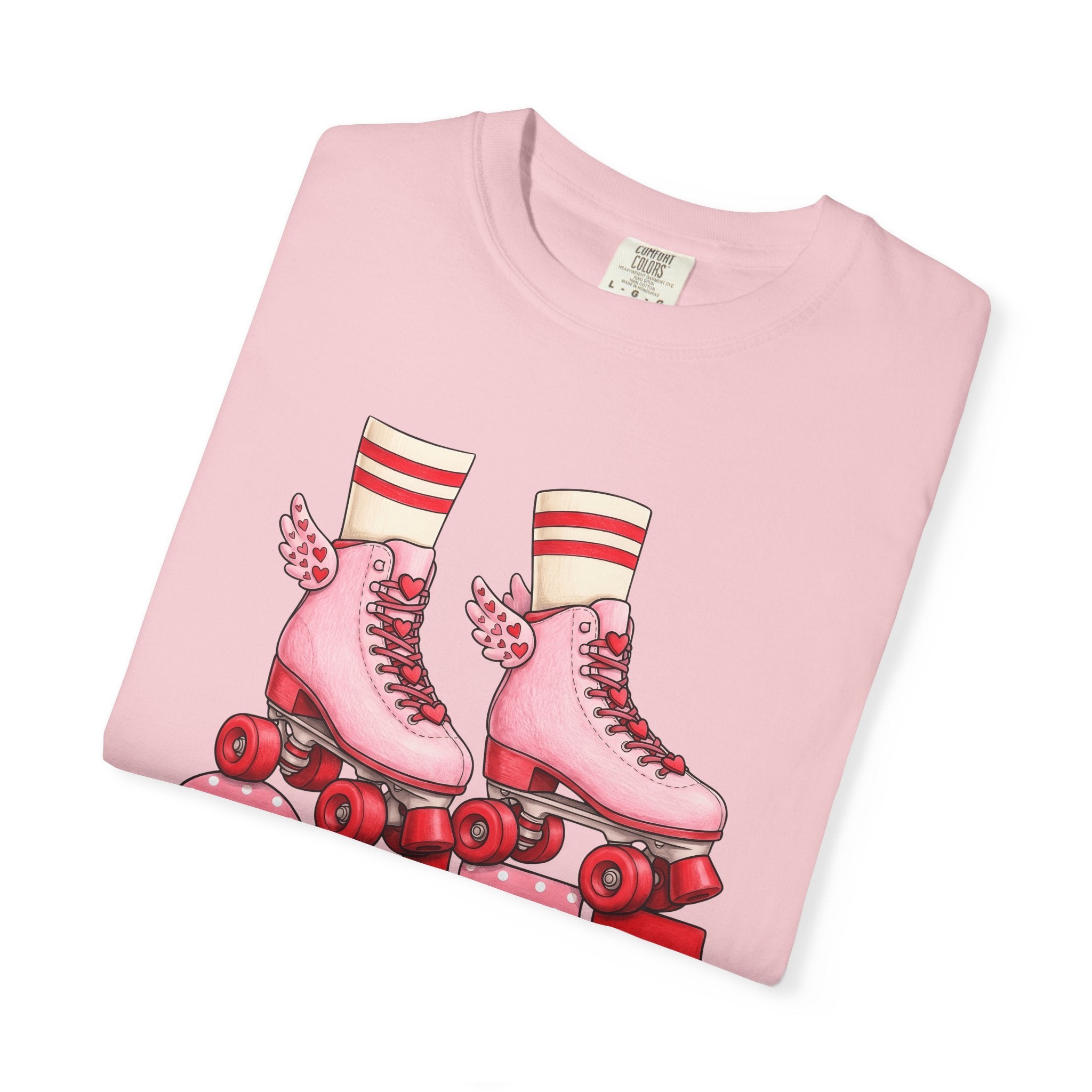 Roller Skates Shirt St. Valentine's Day Roller Gift Women Cartoon Tee Skateboard T-Shirt Valentine Fan Comic Tshirt Rollerblade Graphic