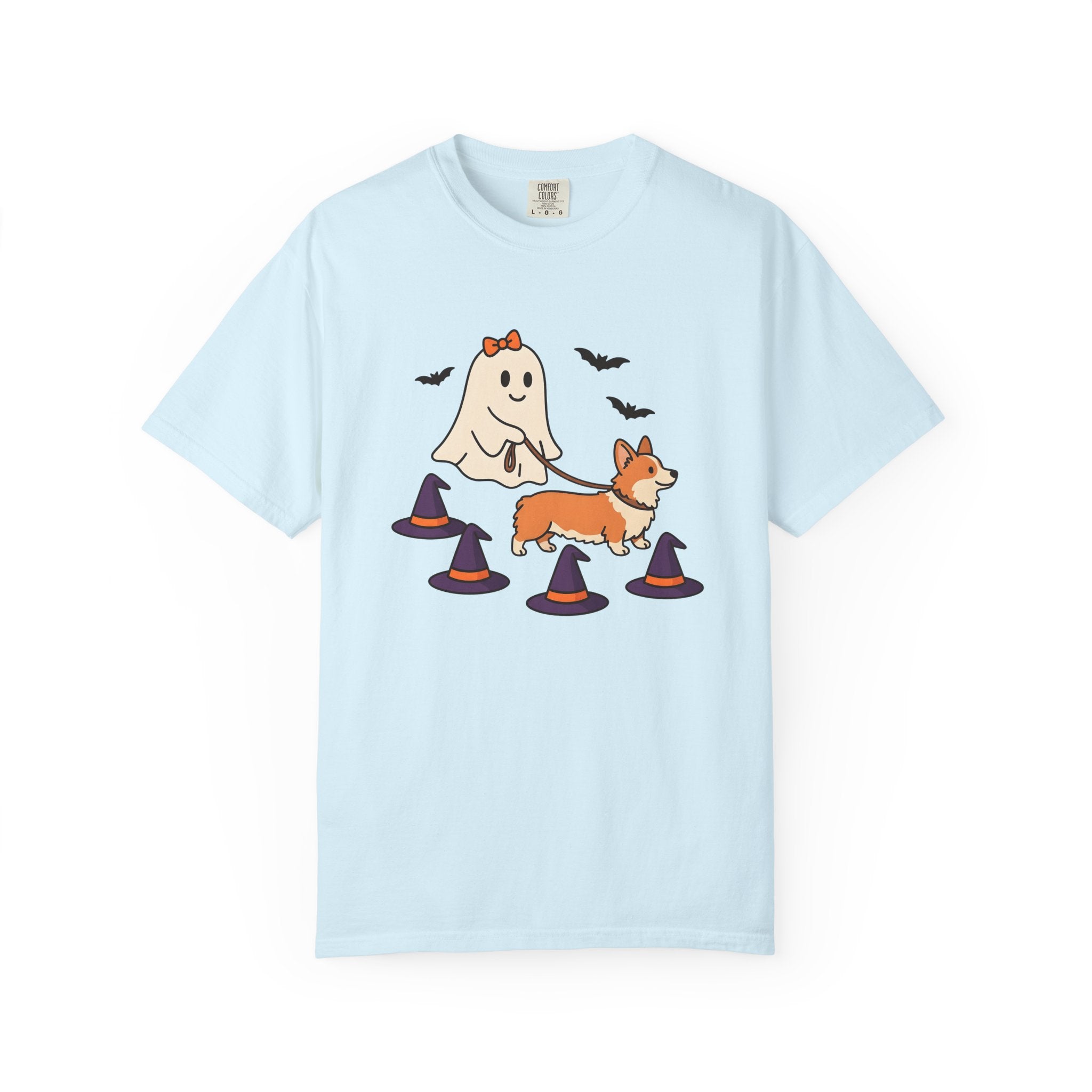Corgi Ghost Dog Shirt Dog Spooky Gift Women Adorable Tee Pembroke Welsh Corgi T-Shirt Dog Fan Cute Tshirt Horror Graphic Comic Witch Hat