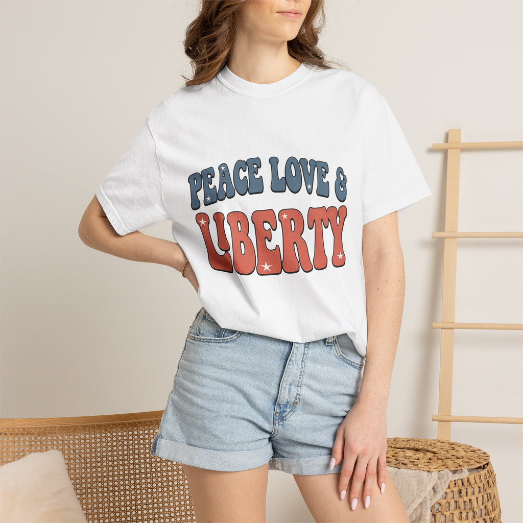 Vintage Text Design Shirt 4th Of July America Gift Women Classic Tee Typography T-Shirt Independence Fan Retro Tshirt Patriotic Graphic Hand