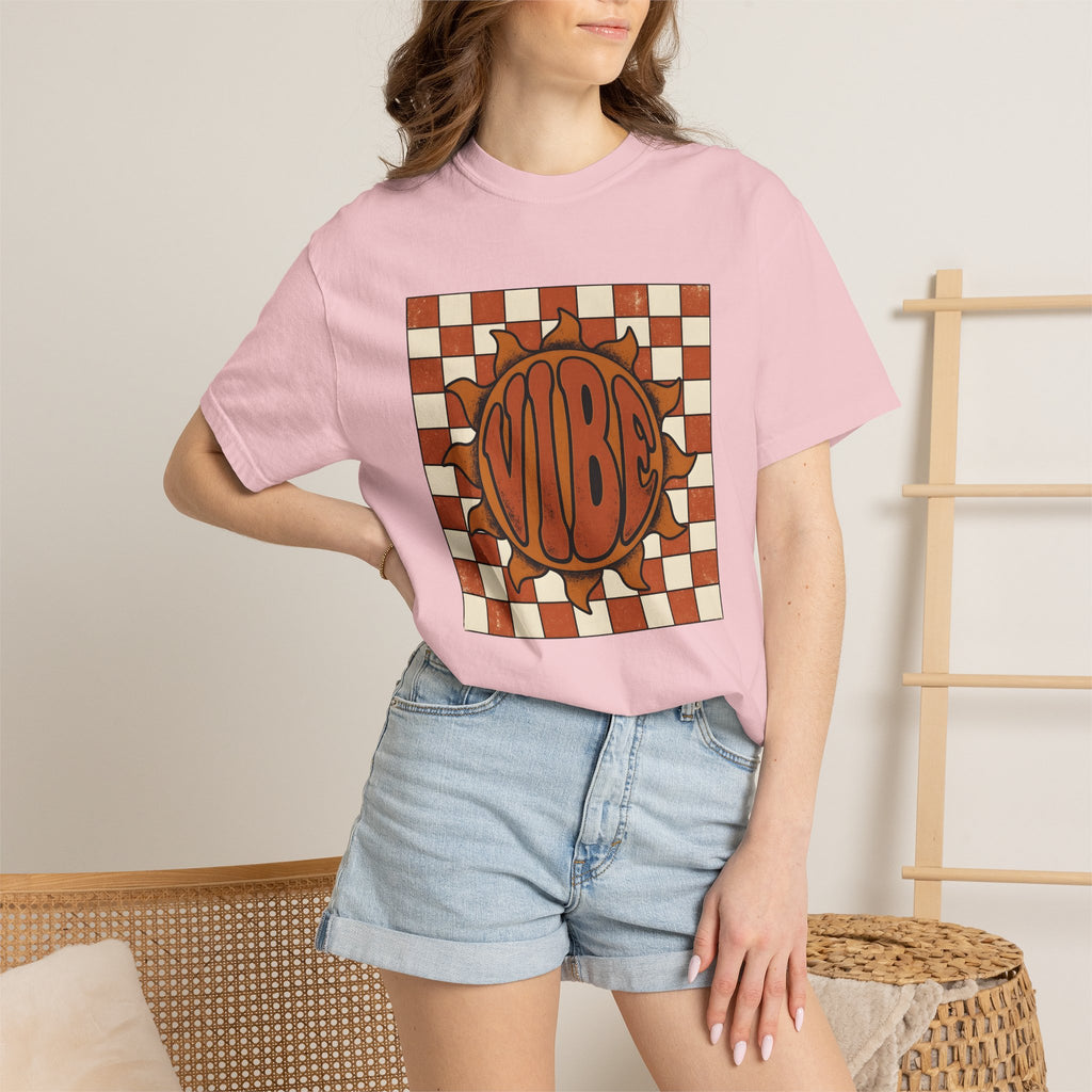 Sun Graphic Shirt Retro Boho Gift Women Retro Tee Solar T-Shirt Retro Fan Groovy Tshirt Hippie Graphic Vintage Checkerboard Tshirt