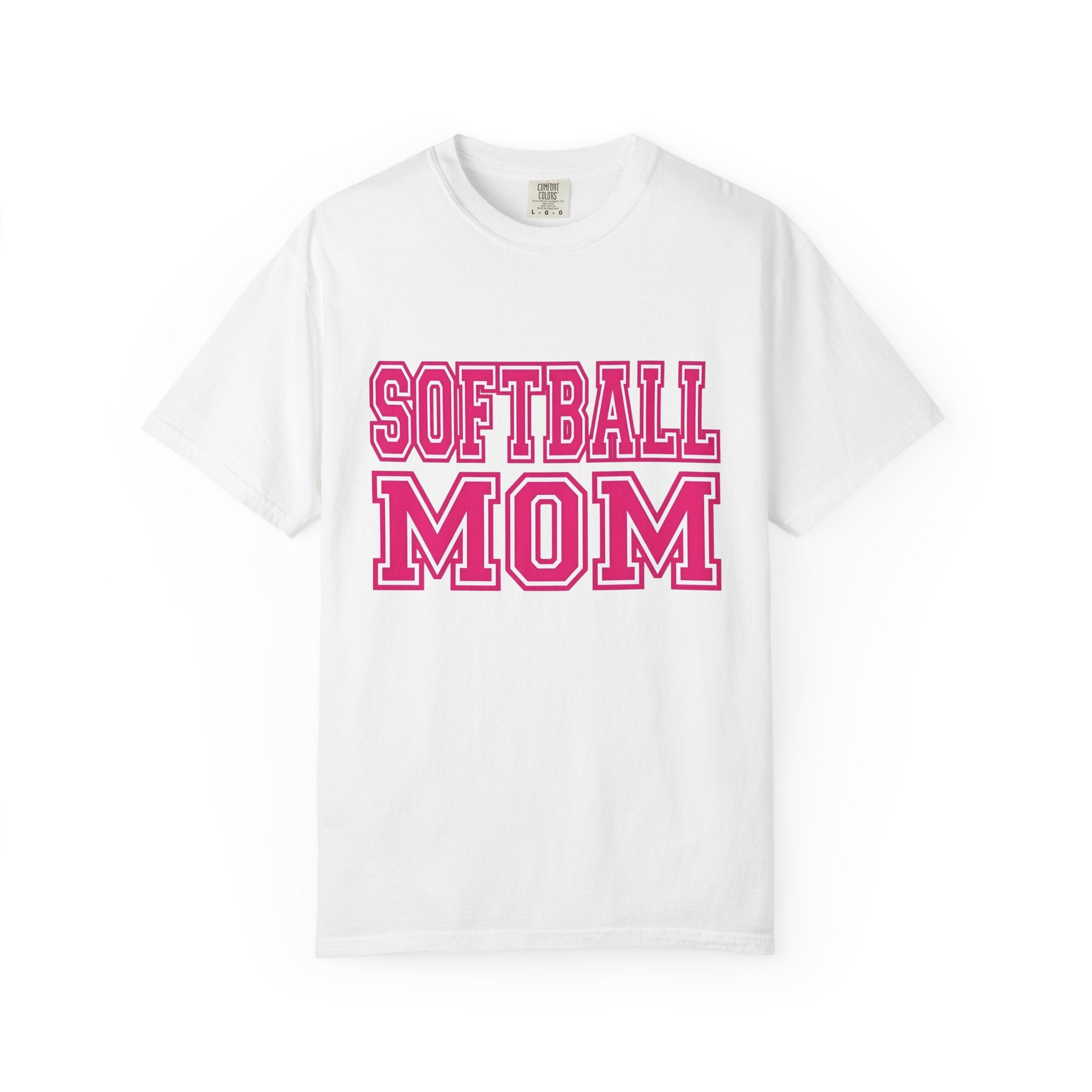 Varsity Text Shirt Moms Softball Gift Women Bold Tee Lettering T-Shirt Mom Fan Typography Tshirt Softball Graphic Retro Sports Theme Tshirt