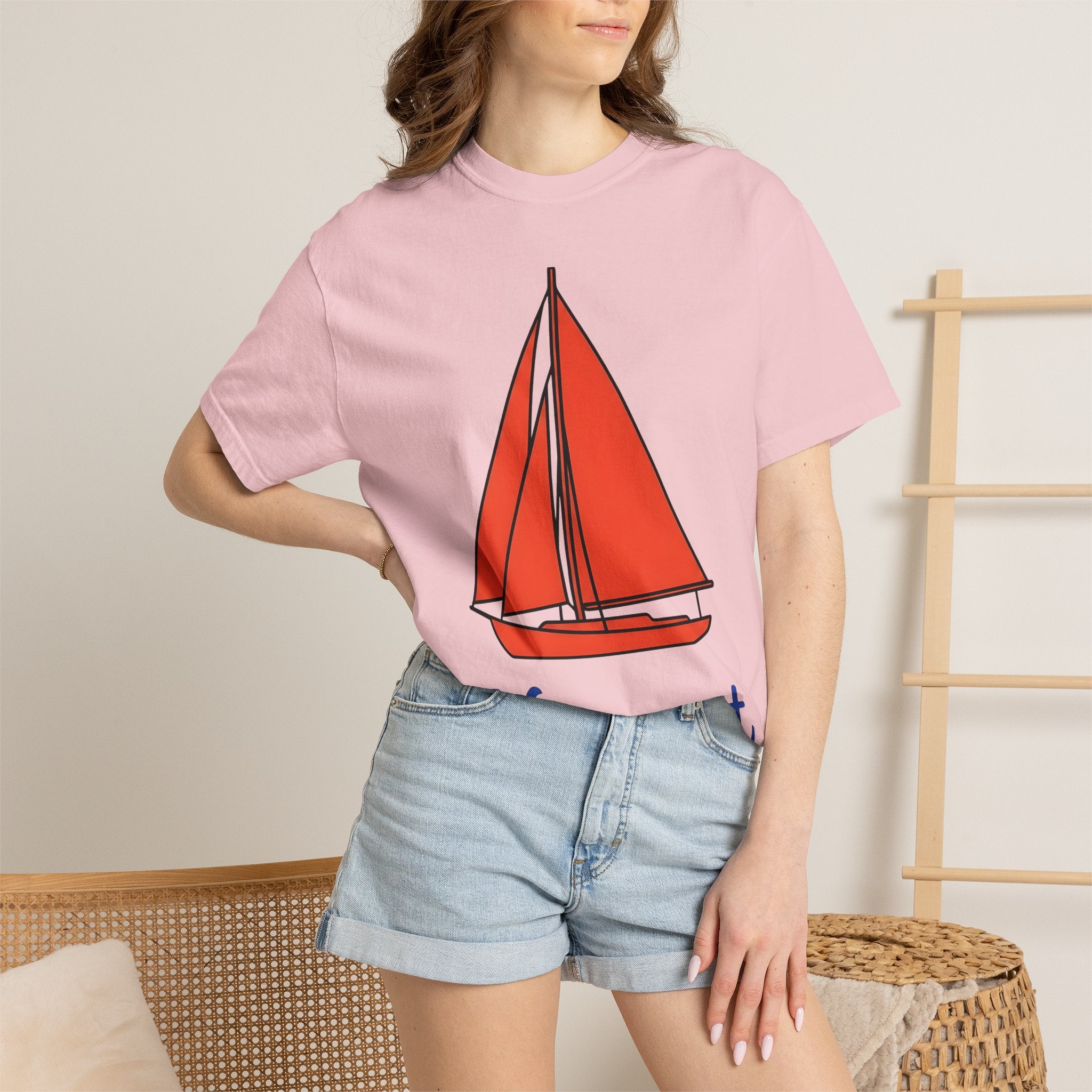 Sailboat Shirt Nautical Holiday Gift Women Modern Tee Yacht T-Shirt Maritime Fan Sailing Graphic Vacation Illustration Classic Ocean Tshirt