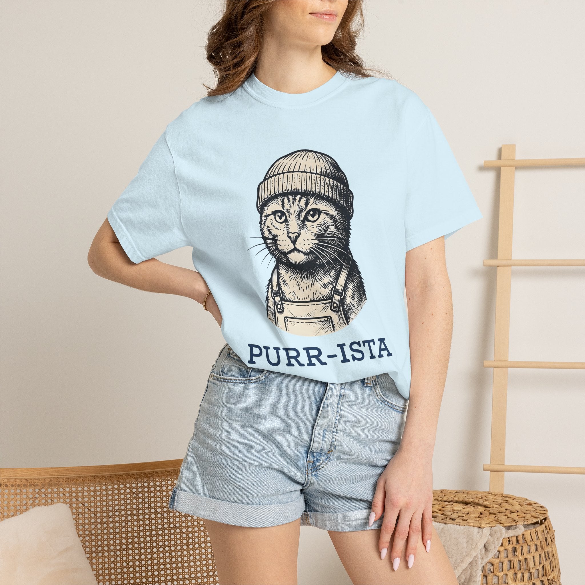 Feline Beanie Shirt Cat Mocha Gift Women Nostalgic Tee Kitty T-Shirt Cat Fan Coffee Tshirt Coffee Graphic Cartoon Bib Overalls Tshirt
