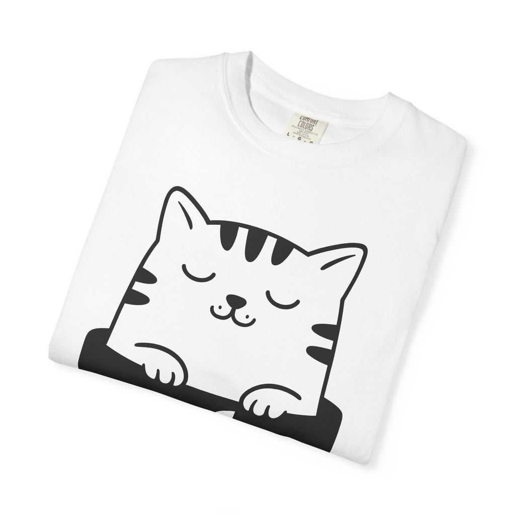 Kitten Pot Shirt Cat Shy Gift Women Adorable Tee Kitten T-Shirt Cat Fan Cute Tshirt Introvert Graphic Simple Greenery Tshirt