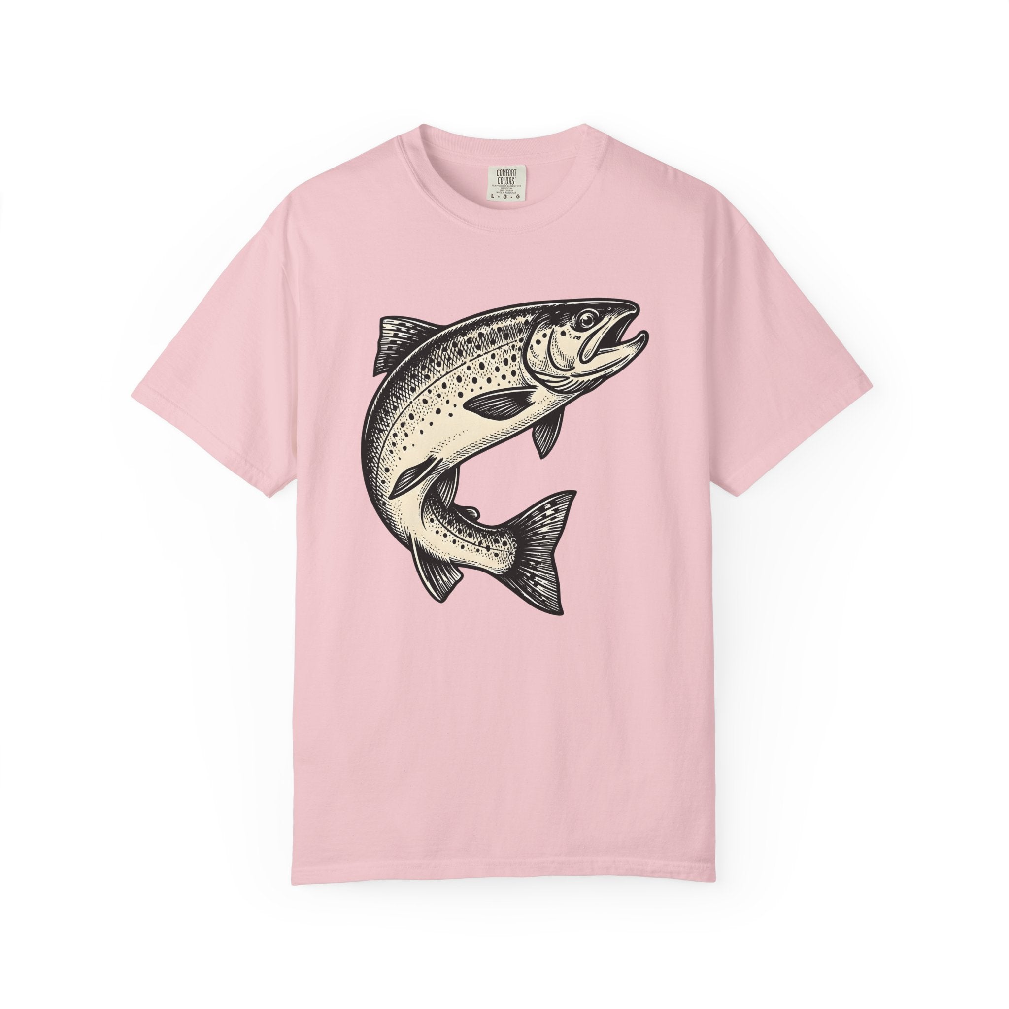 Brown Trout Shirt Fishing Nature Gift Women Old School Tee Trout T-Shirt Angler Fan Wildlife Graphic Tshirt Outline Speckles Tshirt