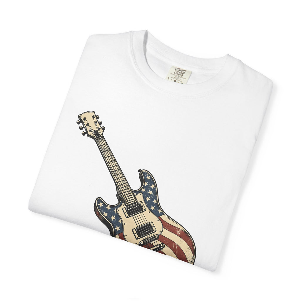 Electric Guitar Shirt America Instruments Gift Women Hand Drawn Tee Guitar T-Shirt Usa Fan Illustrated Tshirt Musical Instrument Graphic