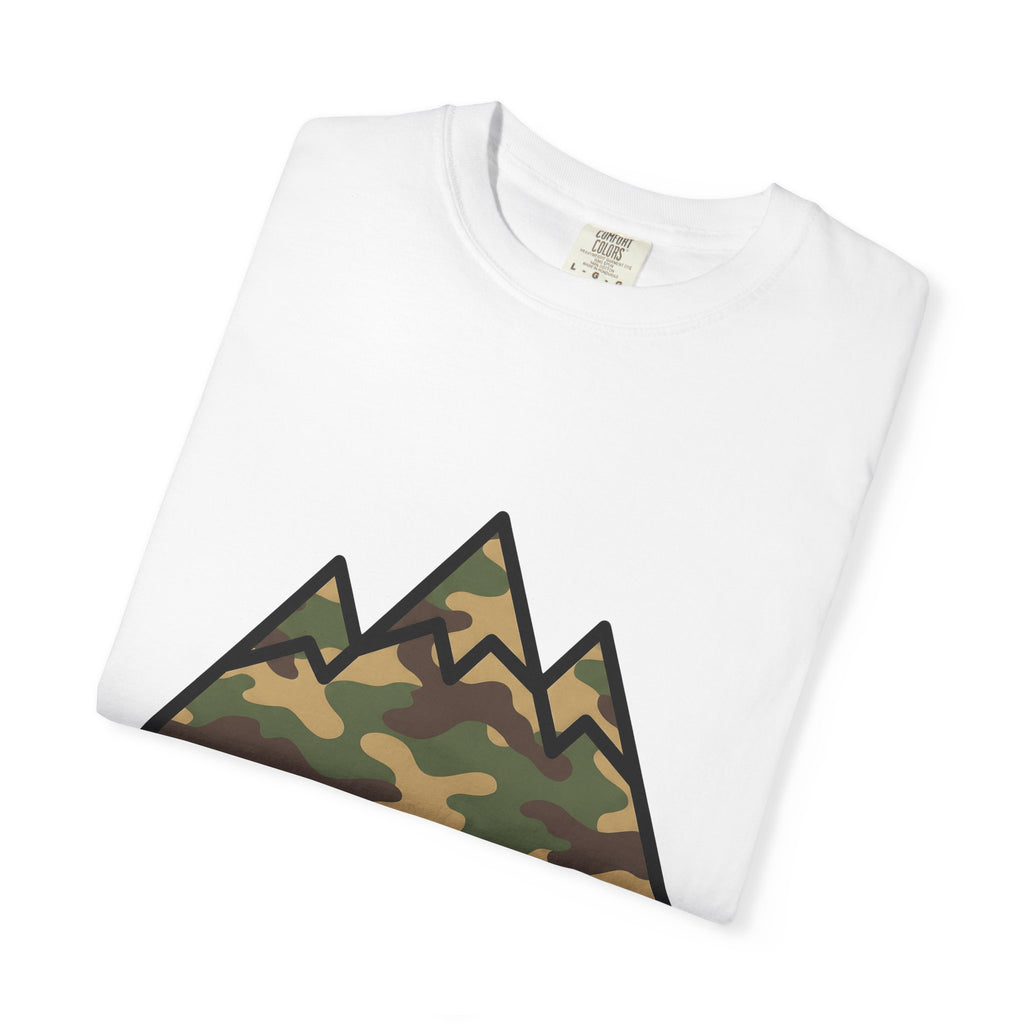 Camouflage Mountain Shirt Moms Outdoors Gift Women Minimalist Tee Mountain Range T-Shirt Motherhood Enthusiast Simple Tshirt Adventure