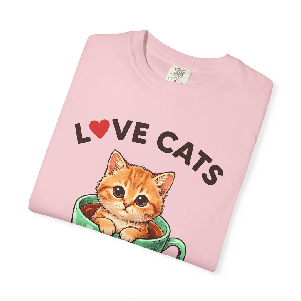 Kitty Teacup Shirt Cat Infusion Gift Women Playful Tee Cat Mug T-Shirt Cat Fan Feline Tshirt Infusion Design Nostalgic Heart Icon Tshirt