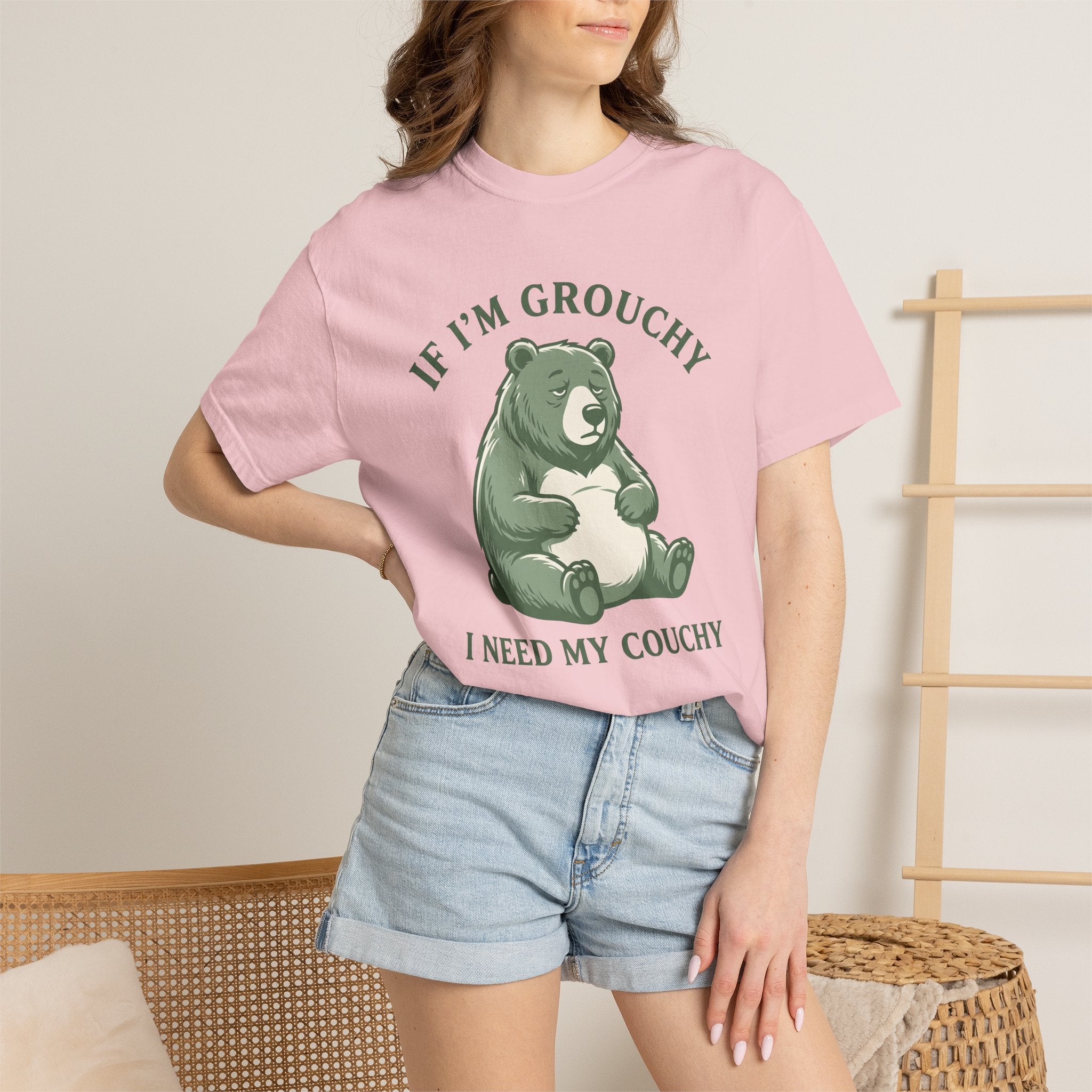 Grumpy Bear Shirt Funny Animal Gift Women Cartoon Tee Teddy Bear T-Shirt Humor Fan Comic Tshirt Wildlife Graphic Vintage Sofa Tshirt