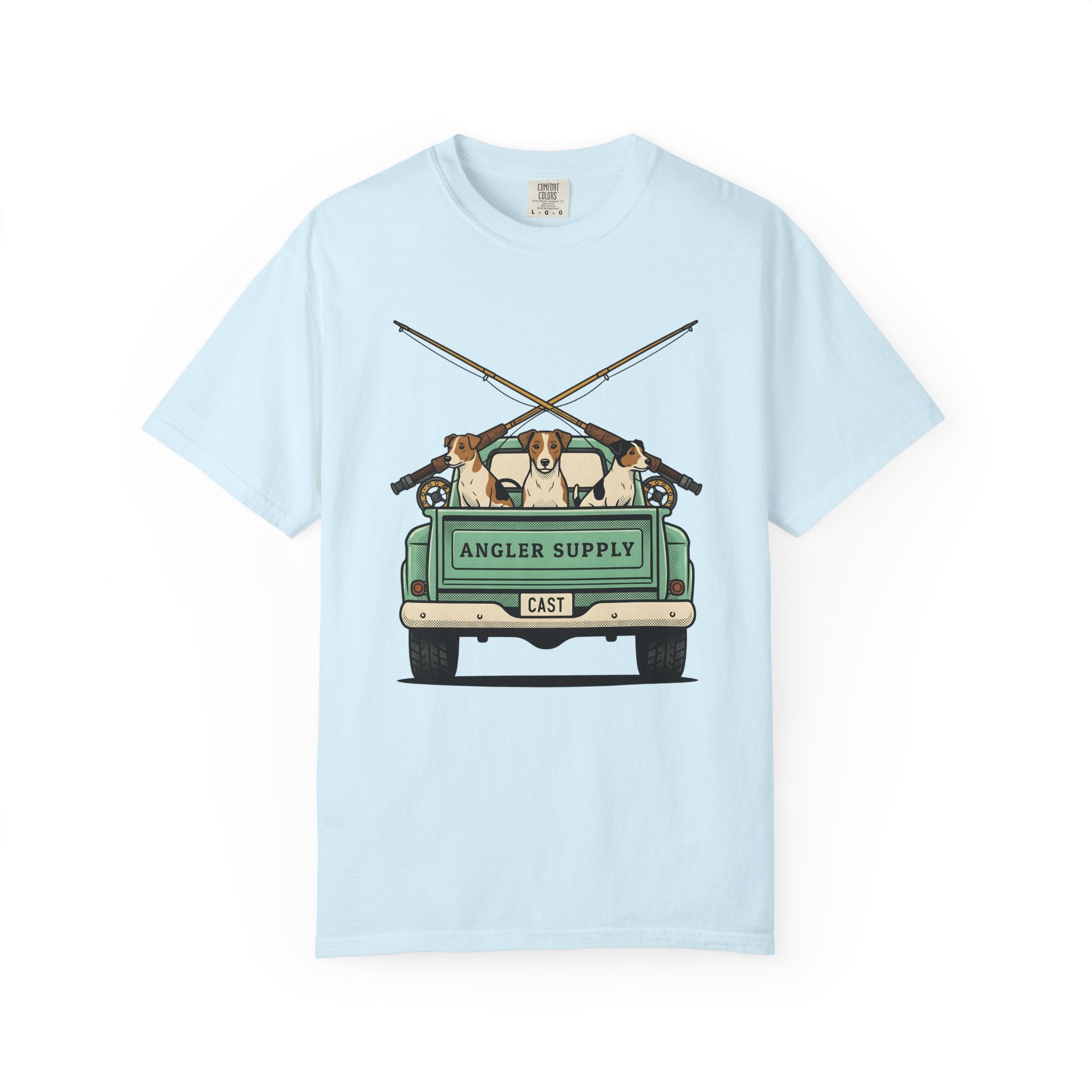 Canine Truck Shirt Dog Sporting Goods Gift Women Distressed Tee Dog Truck T-Shirt Dog Fan Vintage Tshirt Outdoor Graphic Cartoon Fishing