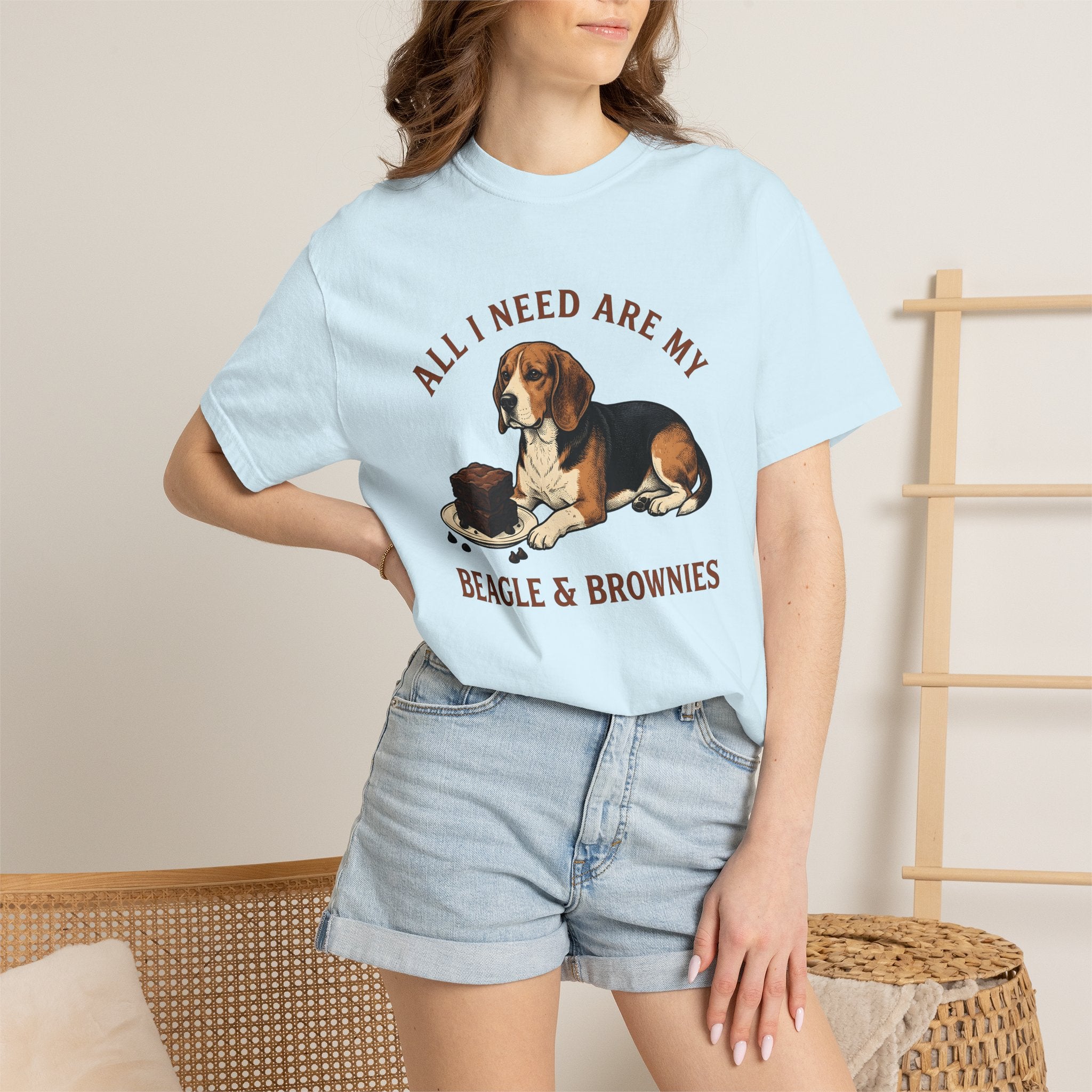 Beagle Dog Shirt Dog Dessert Gift Women Vintage Tee Hound T-Shirt Dog Fan Retro Tshirt Pastry Graphic Hand Drawn Brownies Tshirt