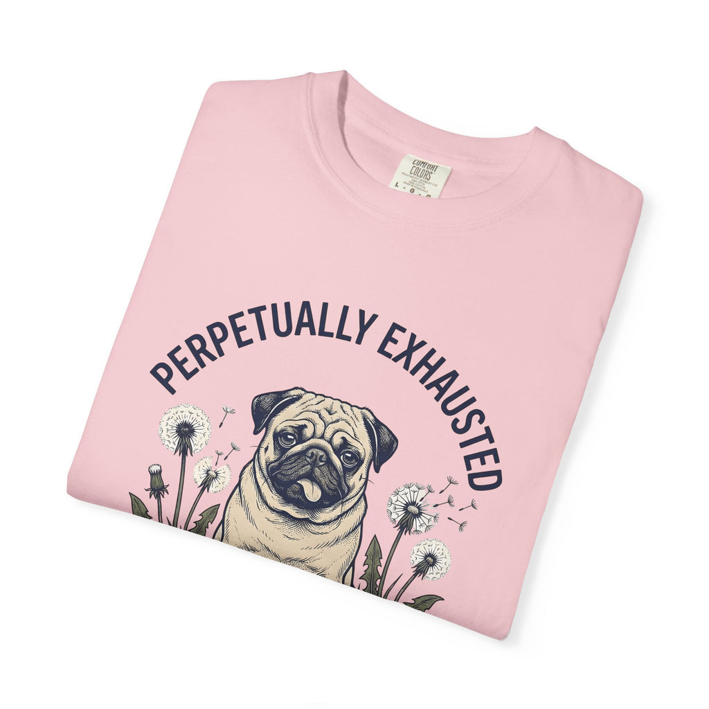 Pug Dog Shirt Dog Humor Gift Women Hand Drawn Tee Puggle T-Shirt Dog Fan Illustrated Graphic Tshirt Vintage Dandelions Tshirt