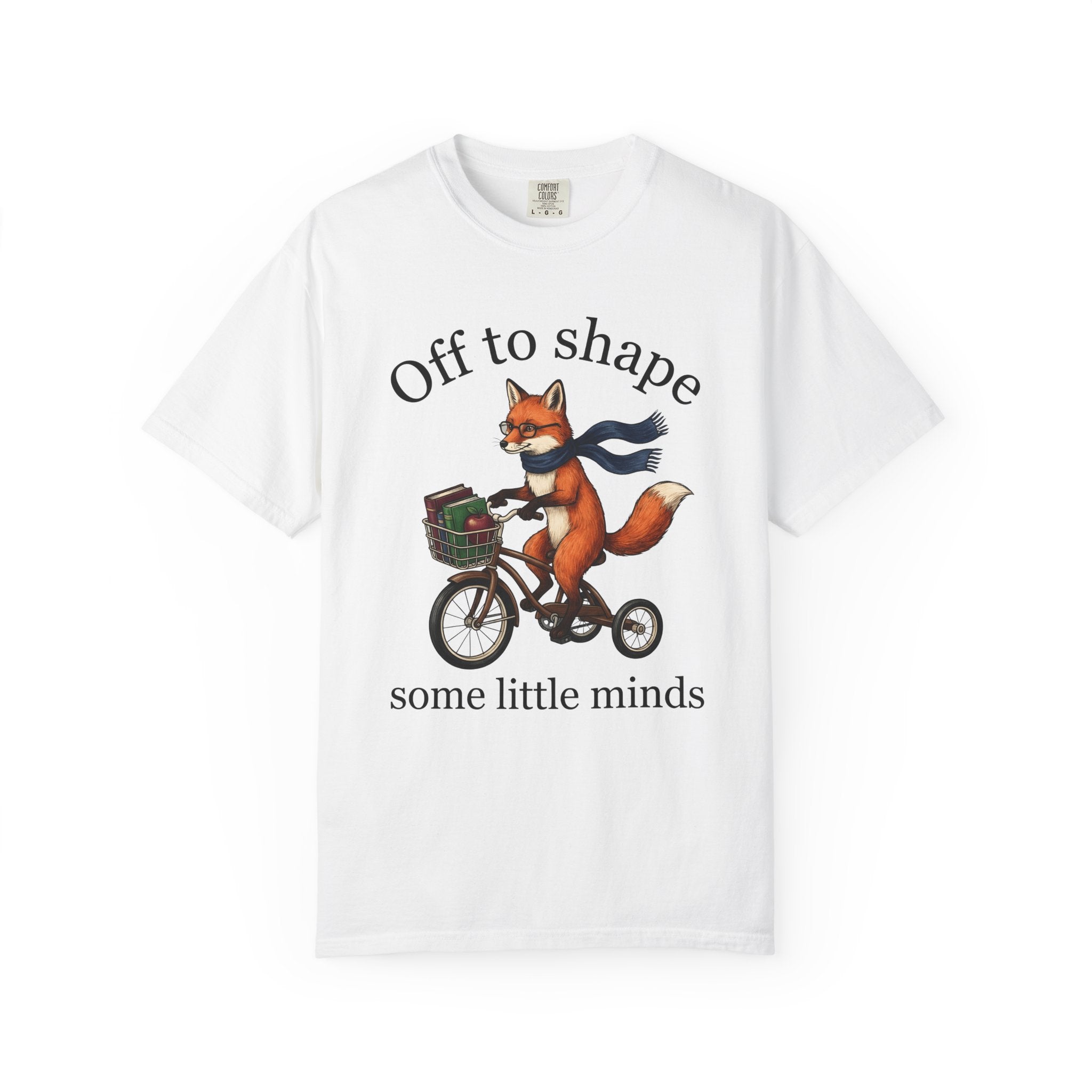 Fox Cycling Shirt Teacher Wildlife Gift Women Cute Tee Fox T-Shirt Educator Enthusiast Cartoon Tshirt Wildlife Graphic Doodle Book Stack