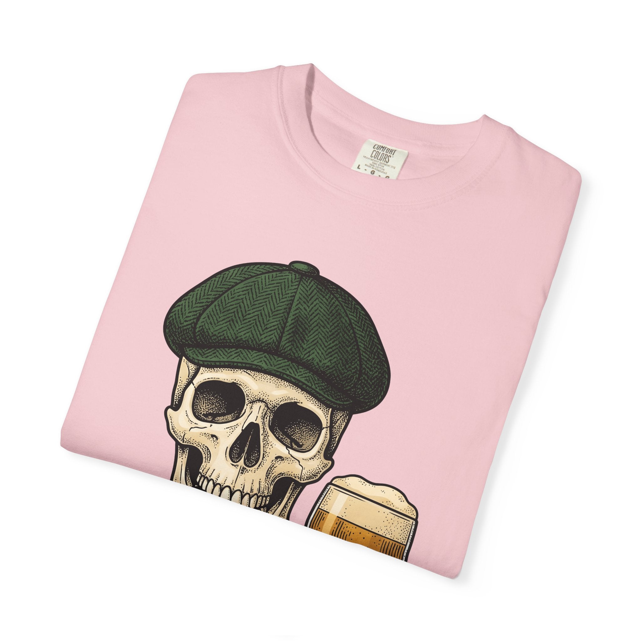 Skull Lager Shirt St Patrick's Day Booze Gift Women Distressed Tee Beer T-Shirt Shamrock Fan Vintage Tshirt Drinking Graphic Line Art
