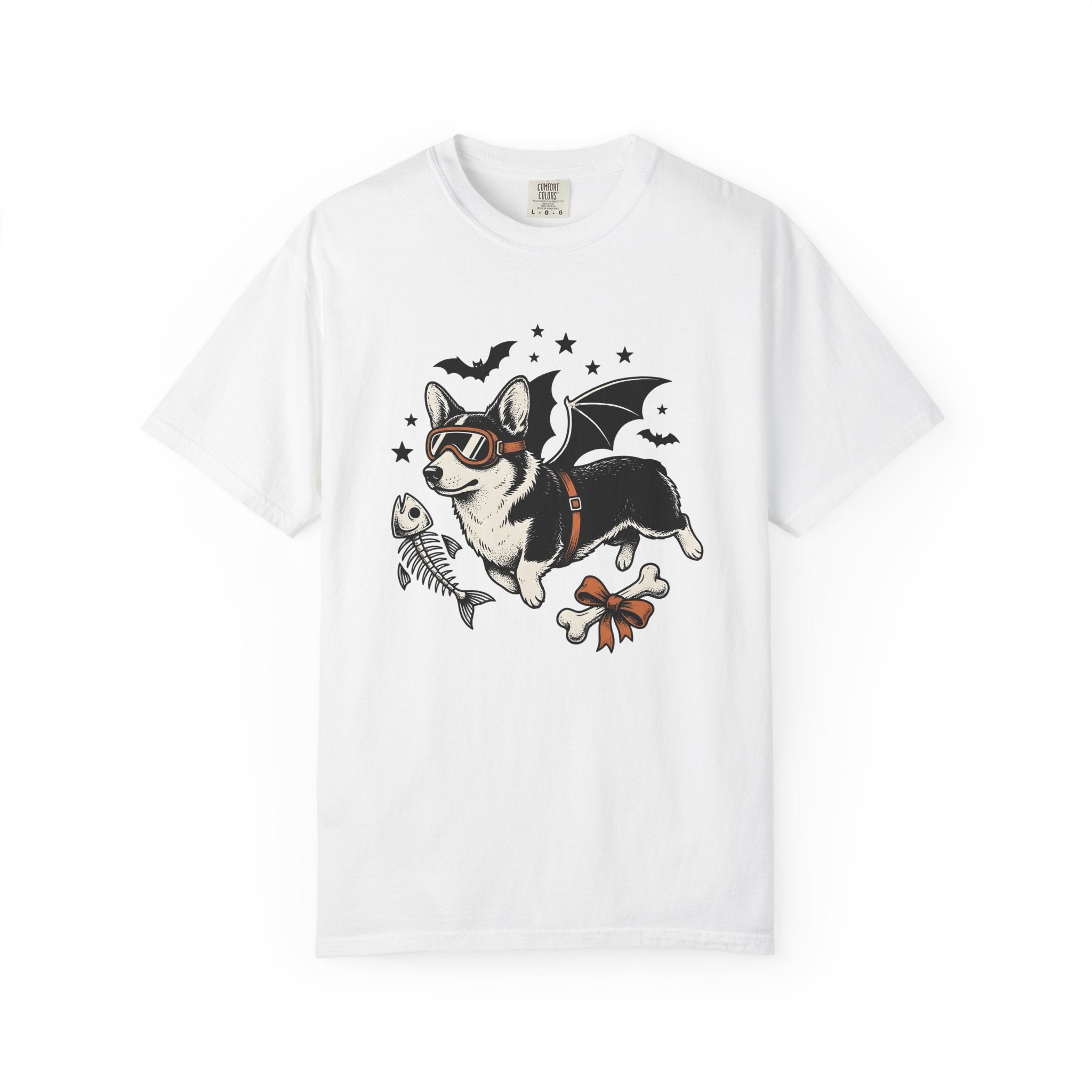 Corgi Bat Wings Shirt Halloween Animal Gift Women Neo Traditional Tee Pembroke Welsh Corgi T-Shirt Spooky Fan Tattoo Tshirt Creature Graphic