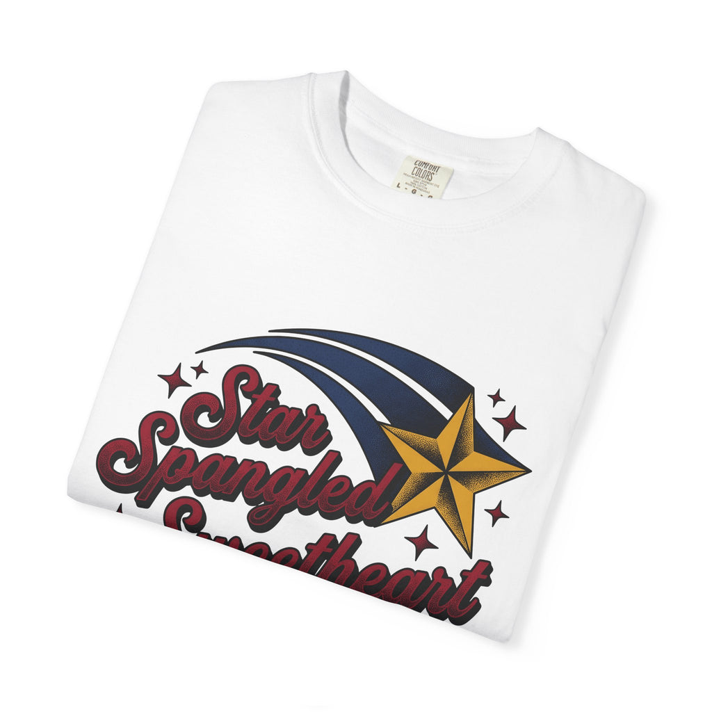 Shooting Star Shirt 4th Of July Flag Gift Women Graphic Tee Meteor T-Shirt Independence Fan Illustrated Design Patriotic Graphic Vintage
