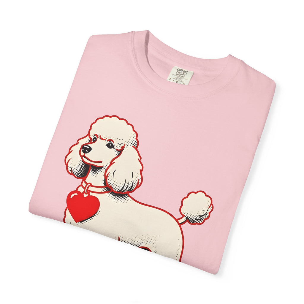 Poodle Dog Shirt Dog Pet Care Gift Women Animated Tee Poodle T-Shirt Dog Fan Cartoon Tshirt Animal Care Graphic Old School Heart Icon Tshirt