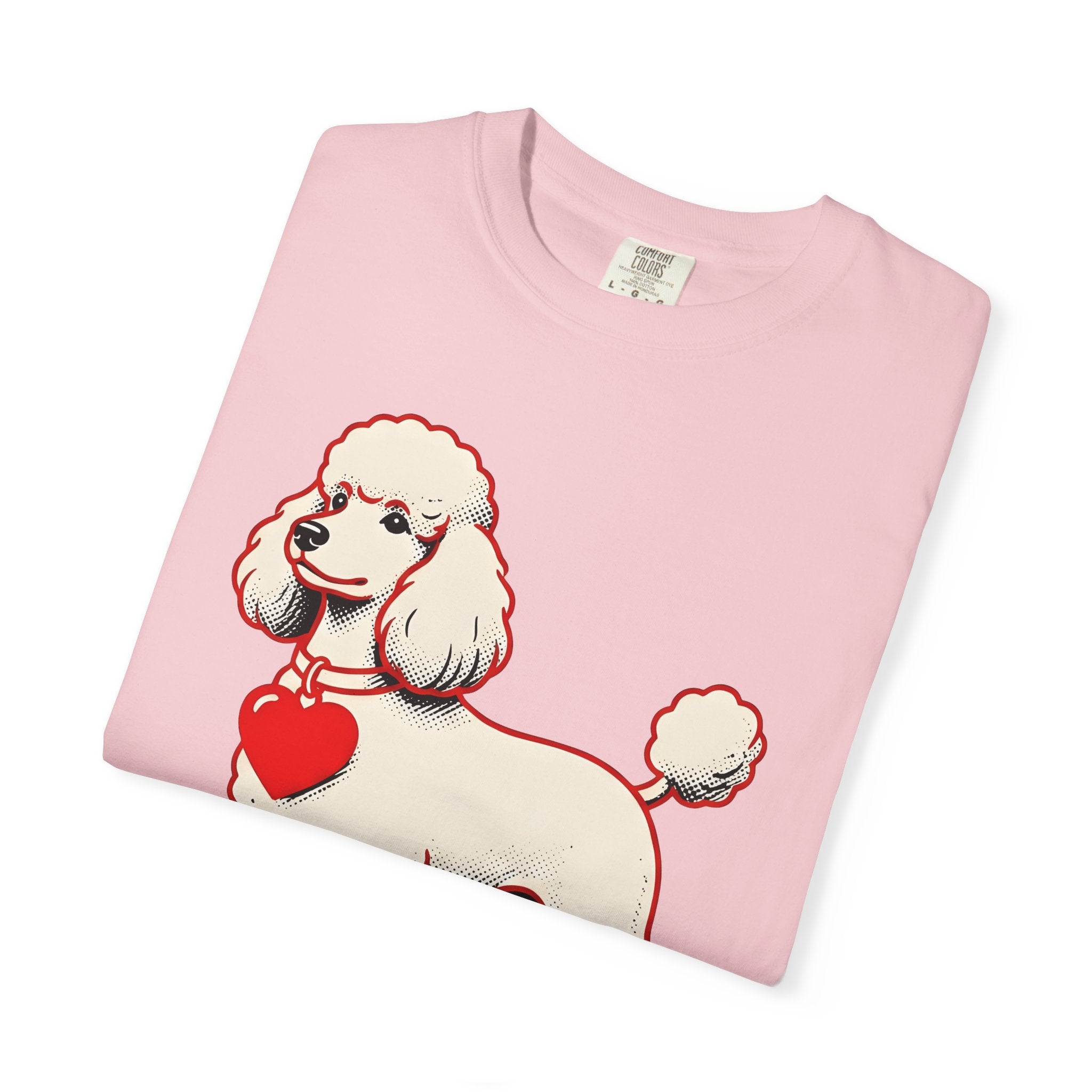 Poodle Dog Shirt Dog Pet Care Gift Women Animated Tee Poodle T-Shirt Dog Fan Cartoon Tshirt Animal Care Graphic Old School Heart Icon Tshirt