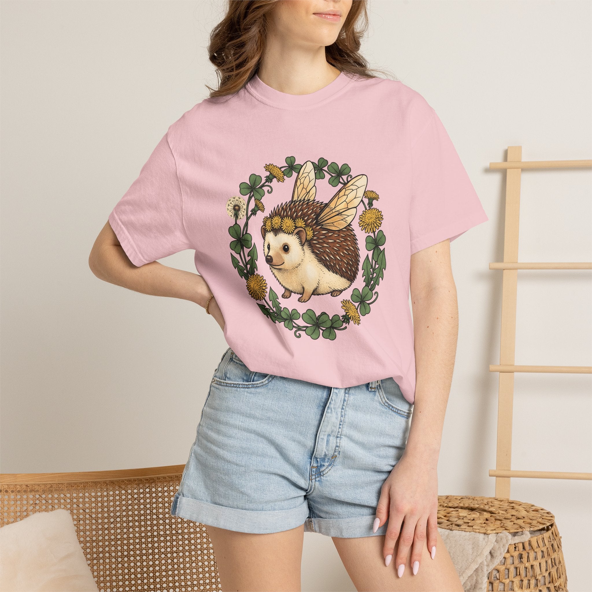 Magical Hedgehog Shirt Animals & Flowers Farmhouse Gift Women Floral Tee Hedgehog T-Shirt Flower Fan Botanical Tshirt Rustic Graphic Retro