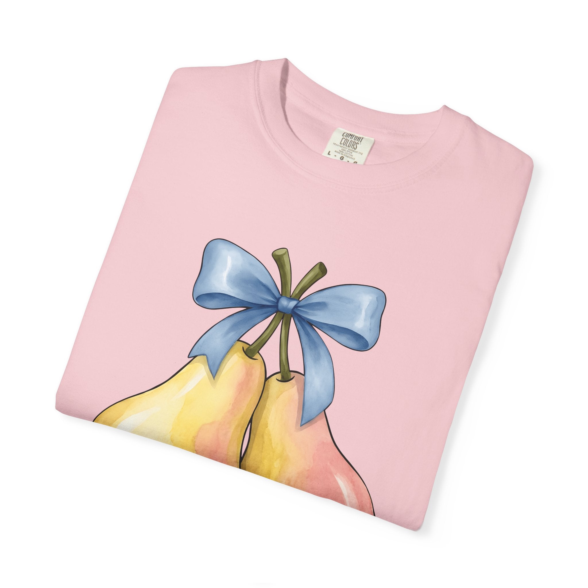 Pear Duo Shirt Valentines Day Partners Gift Women Gouache Tee Pears T-Shirt Valentine Fan Watercolor Tshirt Couples Graphic Playful Ribbon