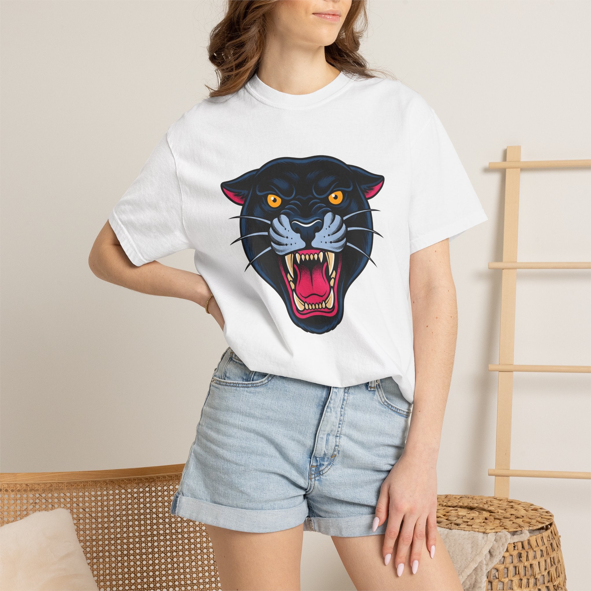 Black Panther Shirt Animal Art Gift Women Bold Tee Panther T-Shirt Wildlife Fan Bold Art Tshirt Artistic Graphic Illustration Classic Sharp