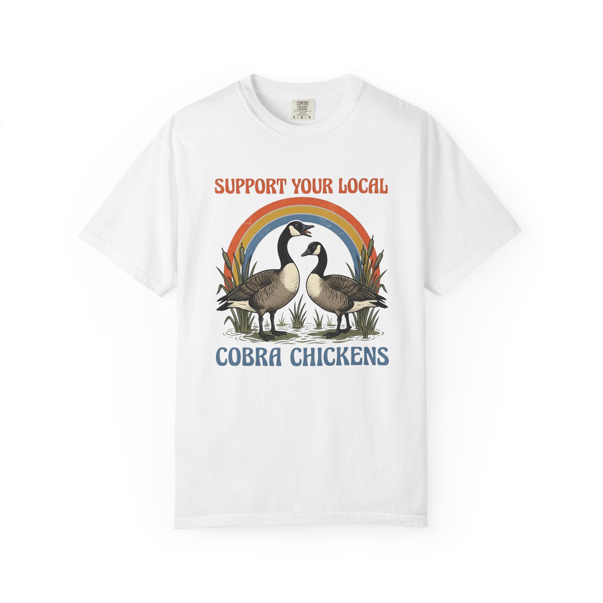 Canada Geese Shirt Funny Wildlife Gift Women Retro Tee Goose T-Shirt Humor Fan Vintage Tshirt Animal Graphic Hand Drawn Rainbow Tshirt