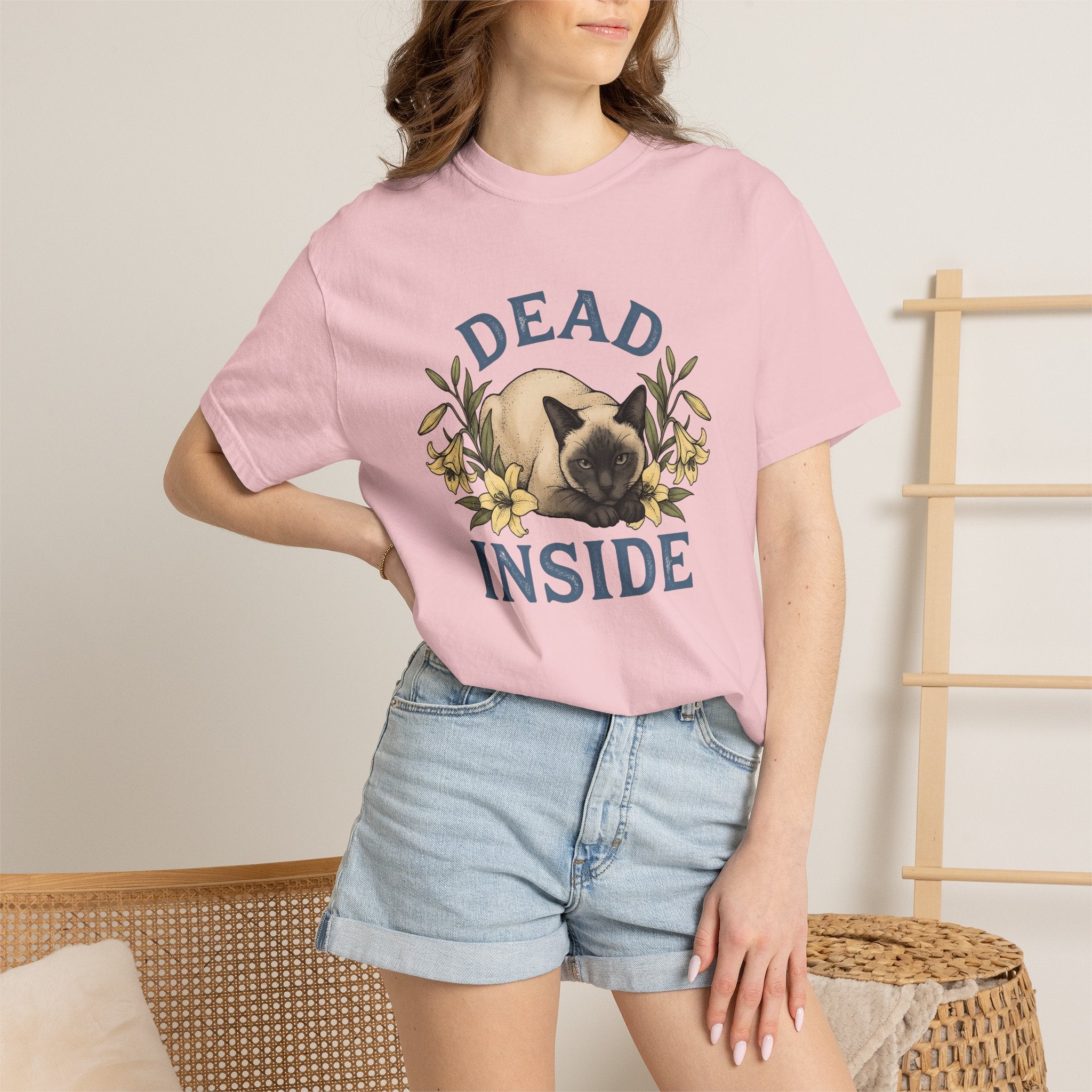 Siamese Pet Shirt Cat Plant Gift Women Antique Tee Cat T-Shirt Feline Fan Sarcastic Tshirt Floral Graphic Outline Blossom Tshirt