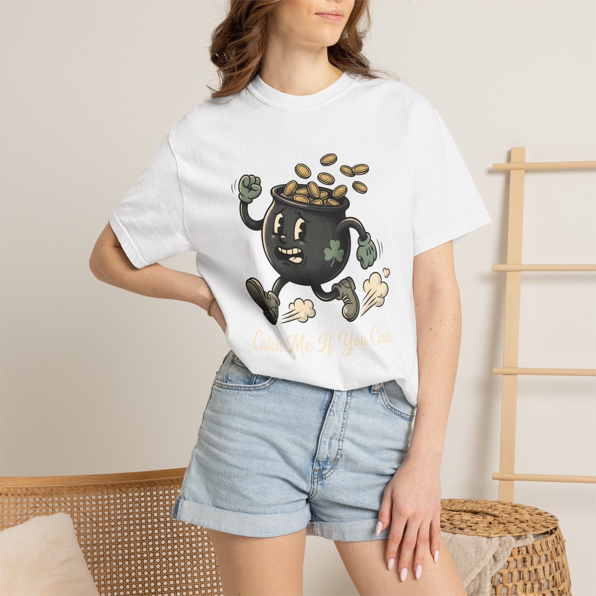 Pot Gold Character Shirt St Patrick's Day Irish Gift Women Cartoon Tee Leprechaun T-Shirt St Patricks Fan Comic Tshirt Celtic Graphic