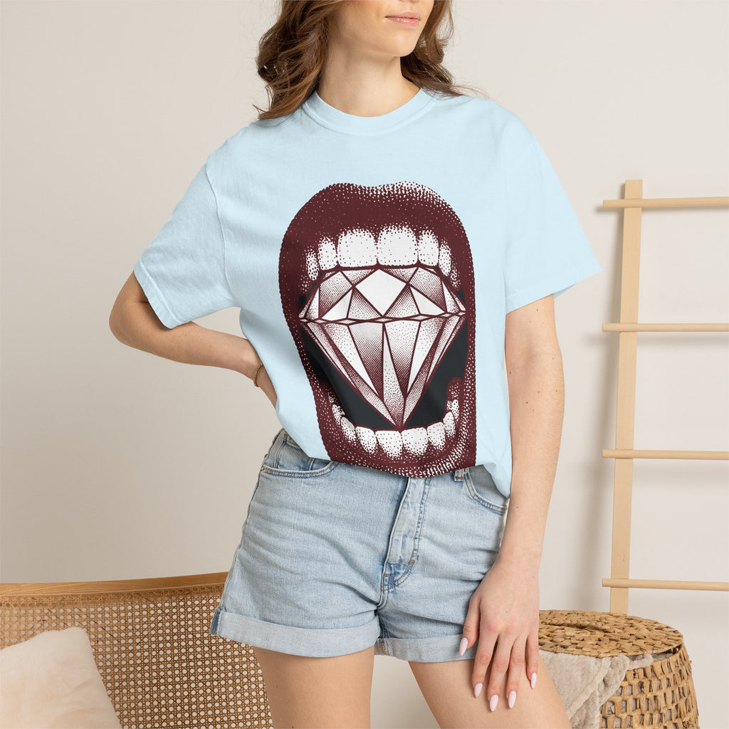 Mouth Diamond Shirt Pop Art Fashion Gift Women Pop Art Tee Diamond Grin T-Shirt Pop Art Fan Pop Artistic Tshirt Style Graphic Retro Gemstone