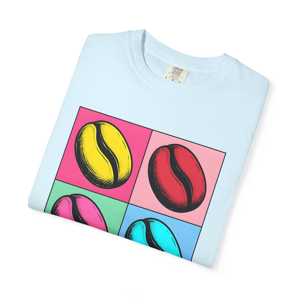Coffee Bean Shirt Coffee Foodie Gift Women Pop Art Tee Coffee Bean T-Shirt Coffee Fan Pop Art Tshirt Foodie Graphic Retro Color Block Tshirt