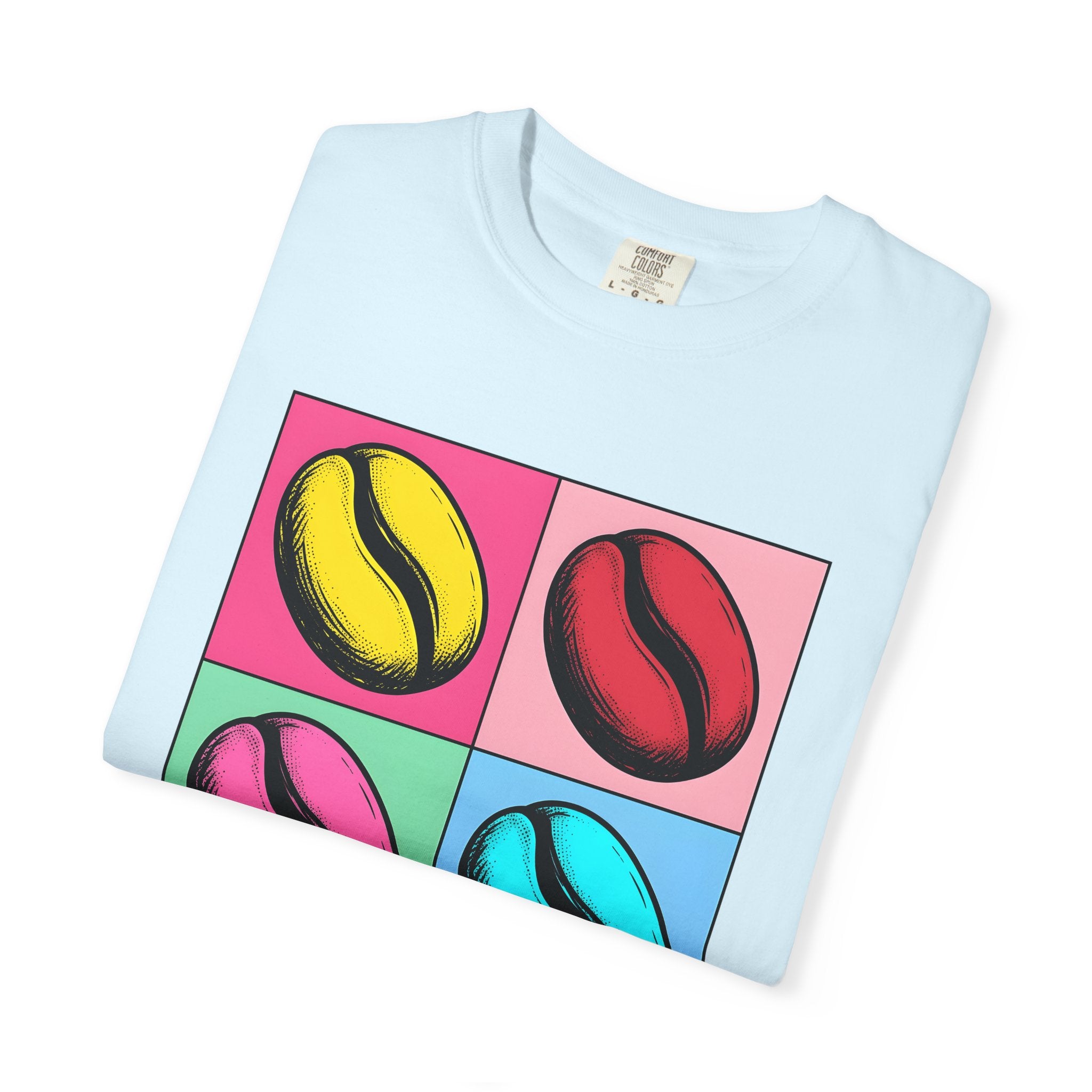 Coffee Bean Shirt Coffee Foodie Gift Women Pop Art Tee Coffee Bean T-Shirt Coffee Fan Pop Art Tshirt Foodie Graphic Retro Color Block Tshirt