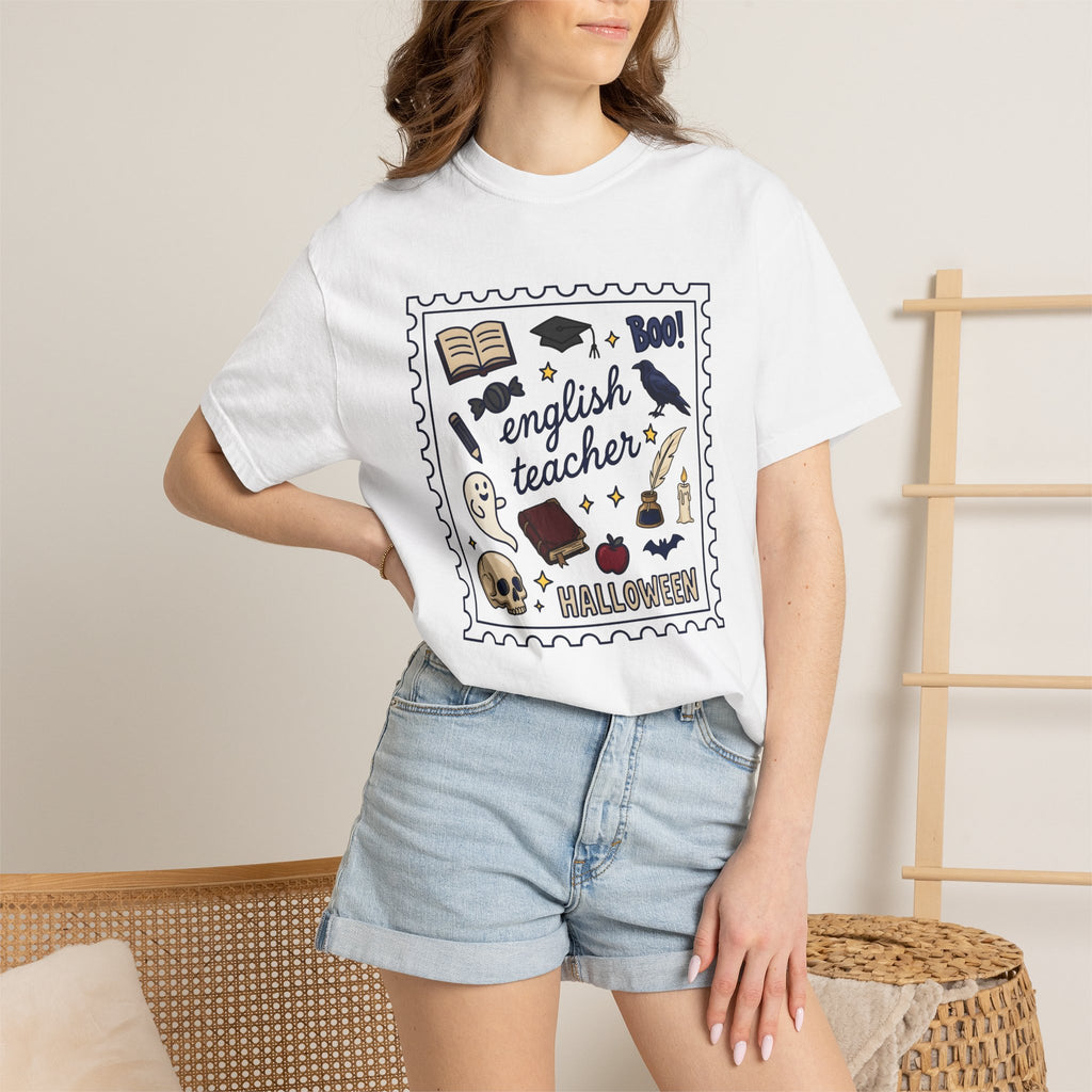 Halloween Educator Shirt Teacher Holiday Gift Women Sketch Tee Halloween Teacher T-Shirt Educator Enthusiast Halloween Tshirt Holiday