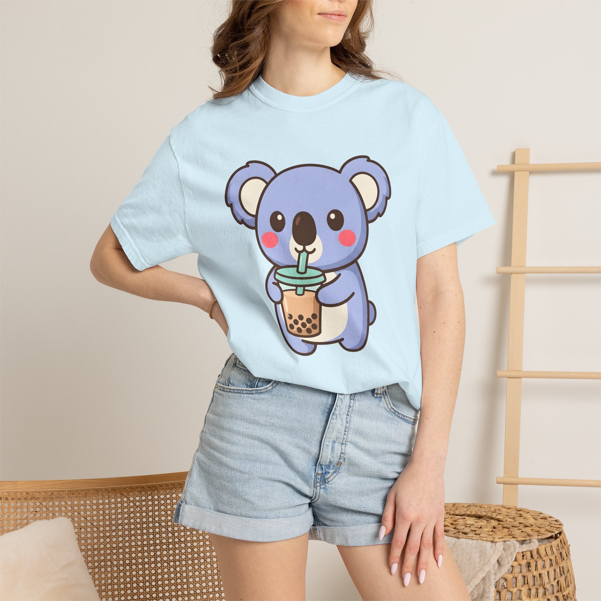 Koala Bubble Shirt Drinks Wildlife Gift Women Chibi Tee Koala T-Shirt Beverage Fan Animal Graphic Illustration Animation Pearl Tea Tshirt